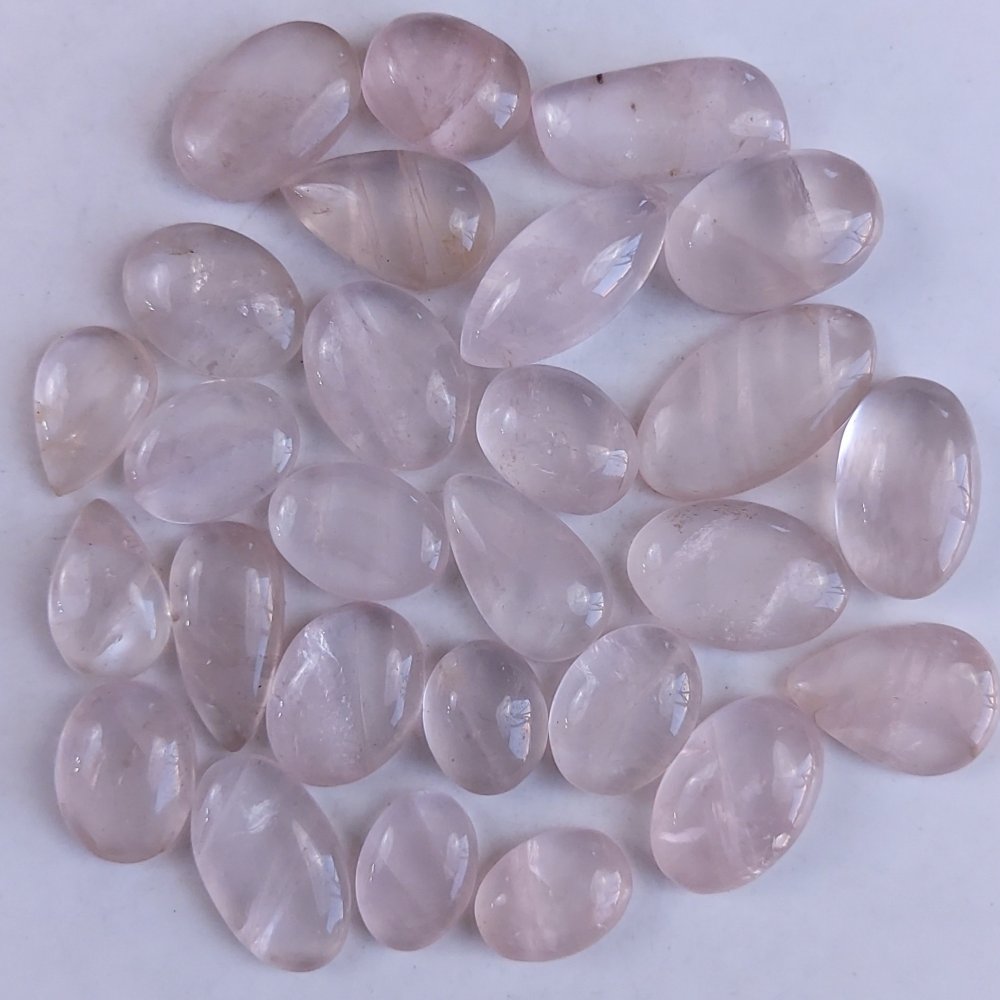 27Pcs 415Cts Natural Rose Quartz Loose Cabochon Gemstone Lot Mix Shape and and Size for Jewelry Making 28x15 15x12mm#1289
