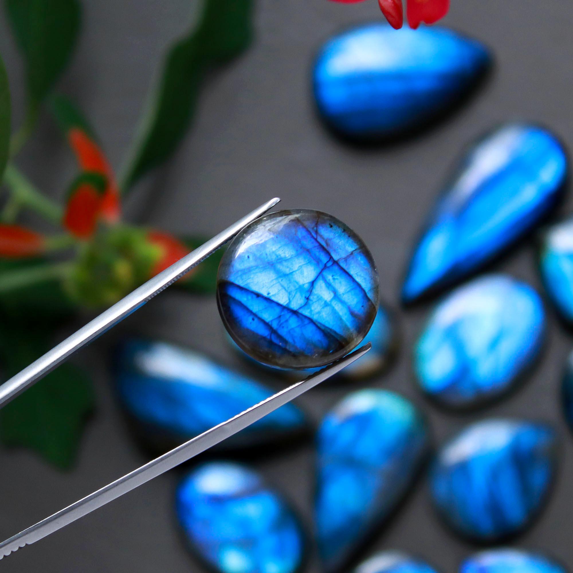13Pcs 242Cts  Natural Labradorite Cabochon Loose Gemstone Jewelry Wire Wrapped Pendant Semi-Precious Healing Crystal Lots18x16-36x16mm 12896