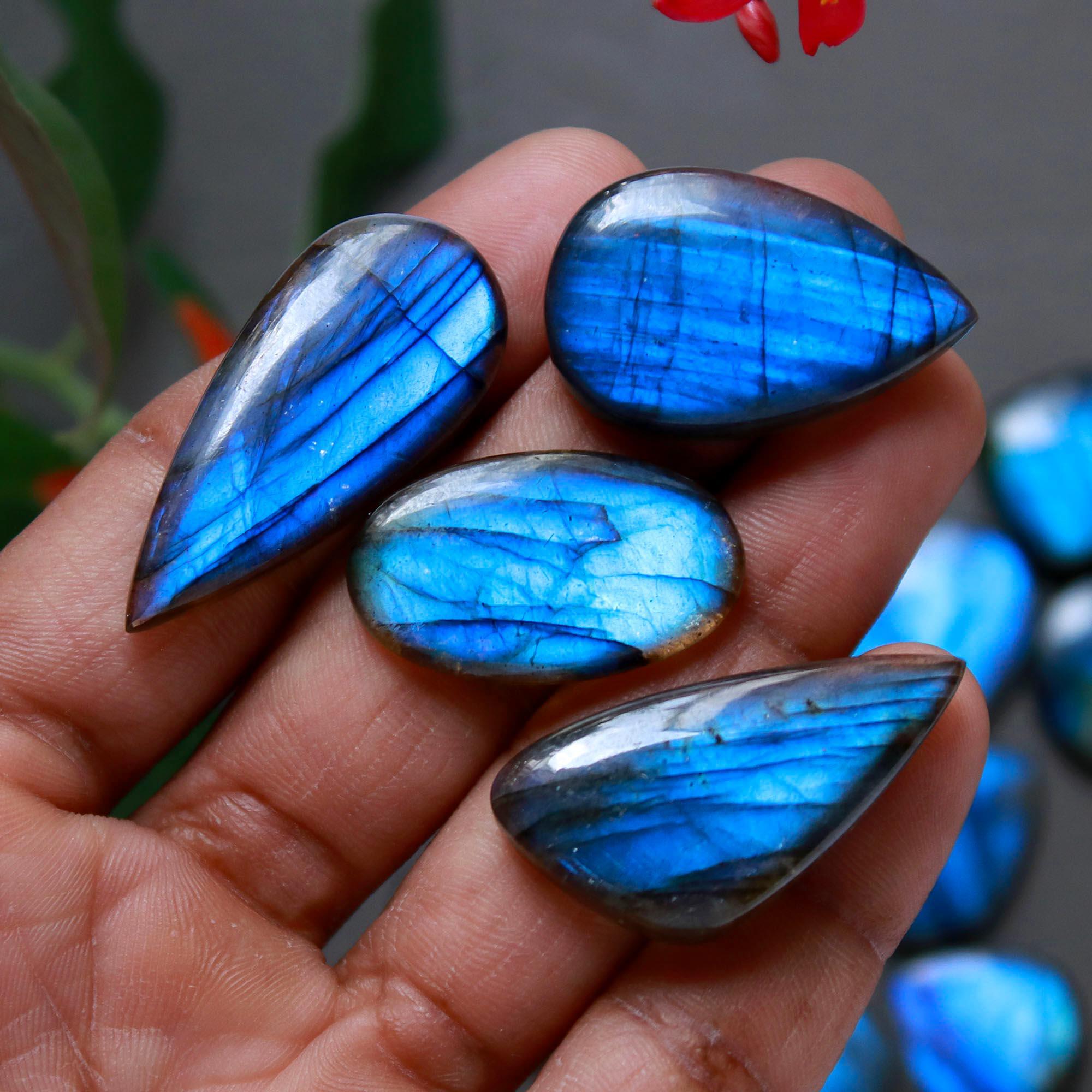 13Pcs 242Cts  Natural Labradorite Cabochon Loose Gemstone Jewelry Wire Wrapped Pendant Semi-Precious Healing Crystal Lots18x16-36x16mm 12896