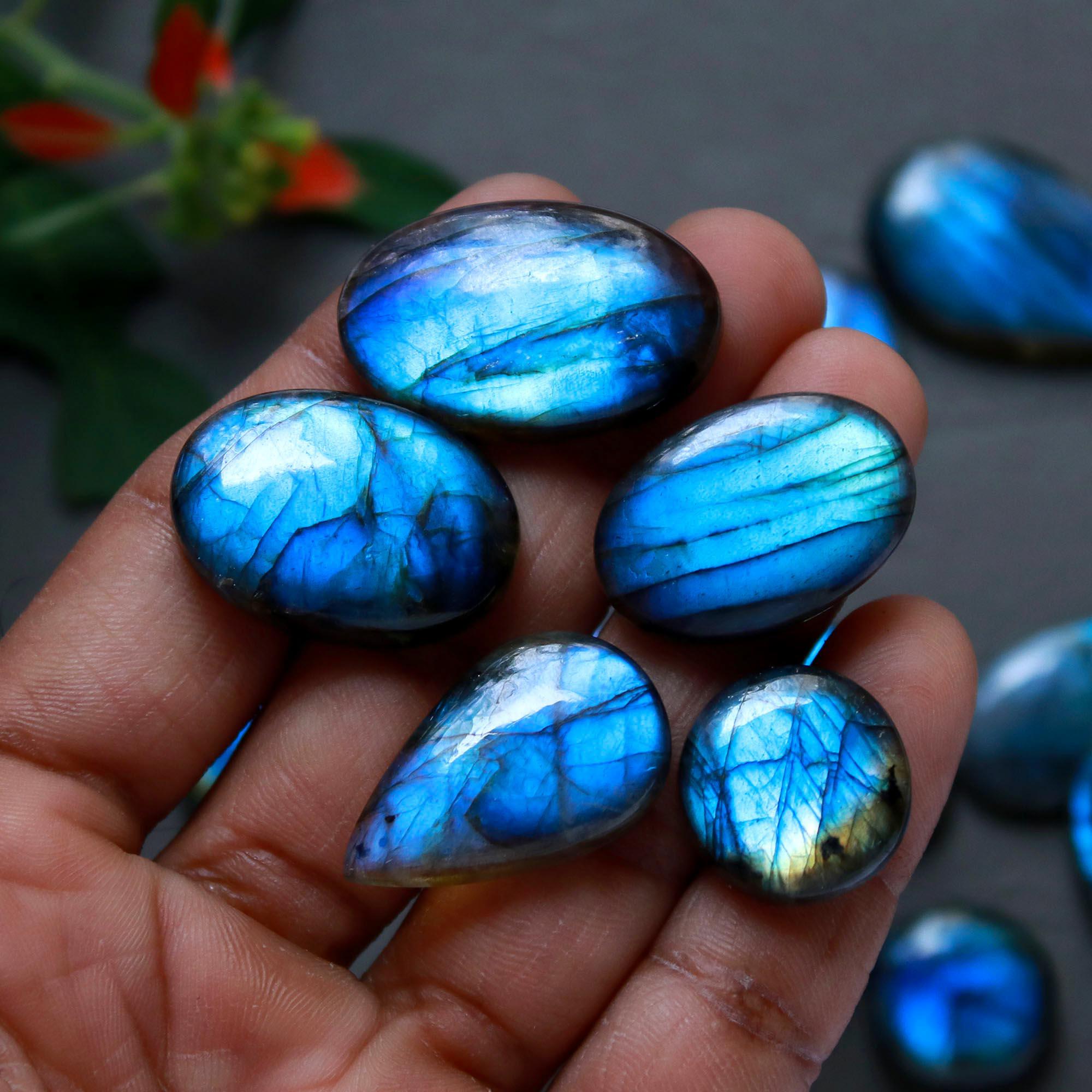 15Pcs 285Cts  Natural Labradorite Cabochon Loose Gemstone Jewelry Wire Wrapped Pendant Semi-Precious Healing Crystal Lots15x15-34x18mm 12898