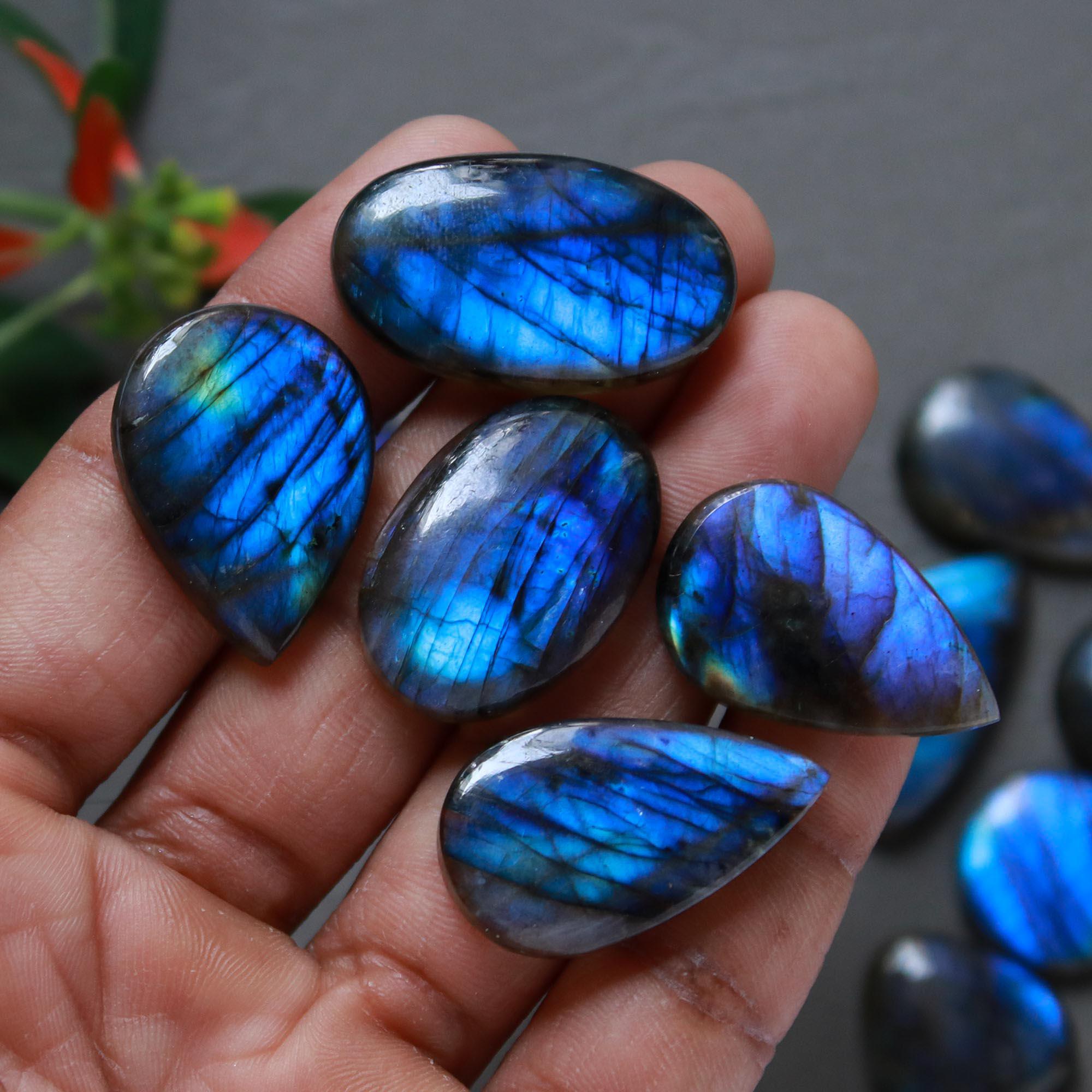 14Pcs 268Cts  Natural Labradorite Cabochon Loose Gemstone Jewelry Wire Wrapped Pendant Semi-Precious Healing Crystal Lots15x15-29x17mm 12901