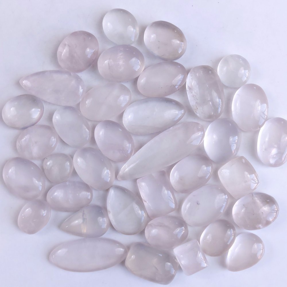 36Pcs 620Cts Natural Rose Quartz Loose Cabochon Gemstone Lot Mix Shape and and Size for Jewelry Making 42x14 12x12mm#1293