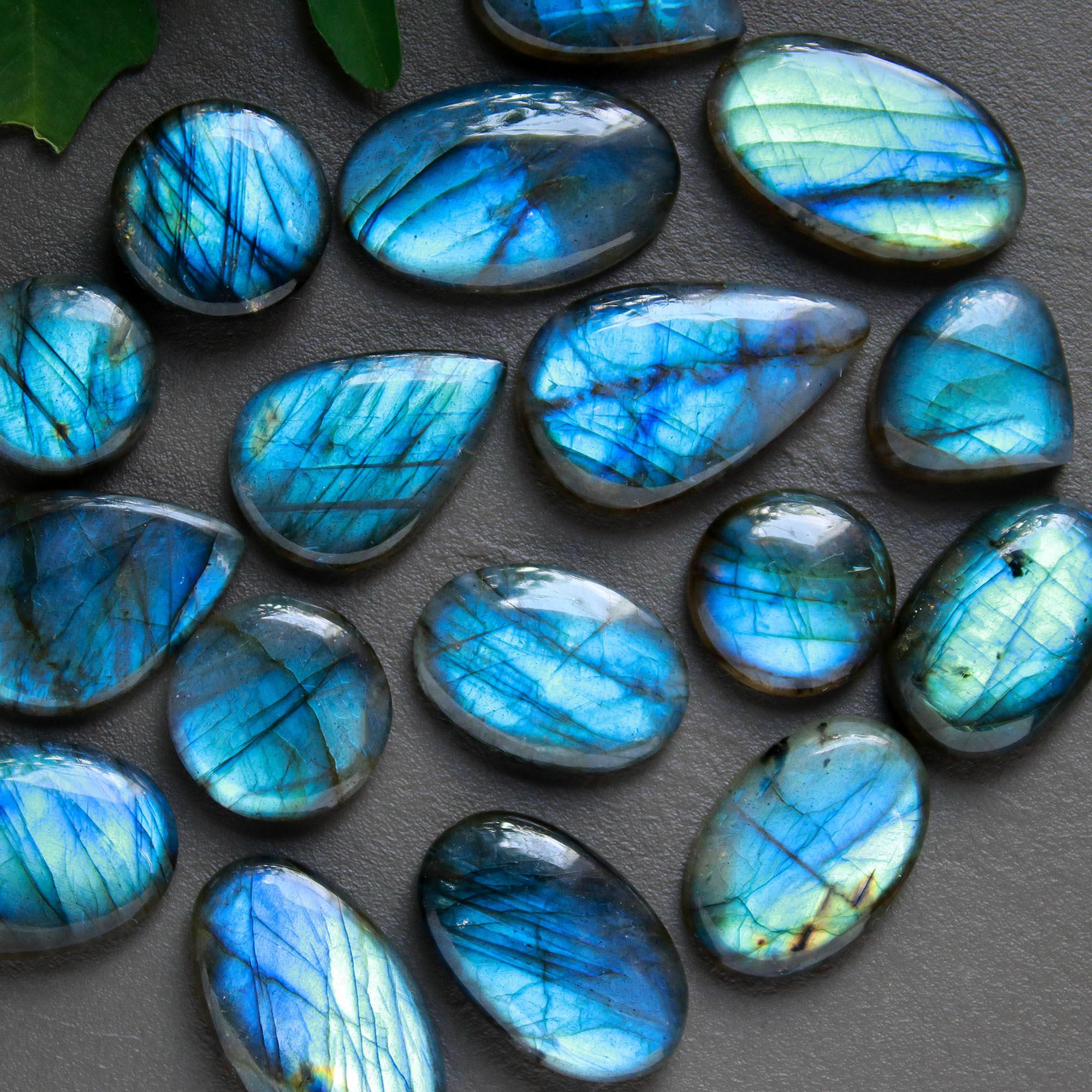 17Pcs 214Cts  Natural Labradorite Cabochon Loose Gemstone Jewelry Wire Wrapped Pendant Semi-Precious Healing Crystal Lots14x14-25x15mm 12931