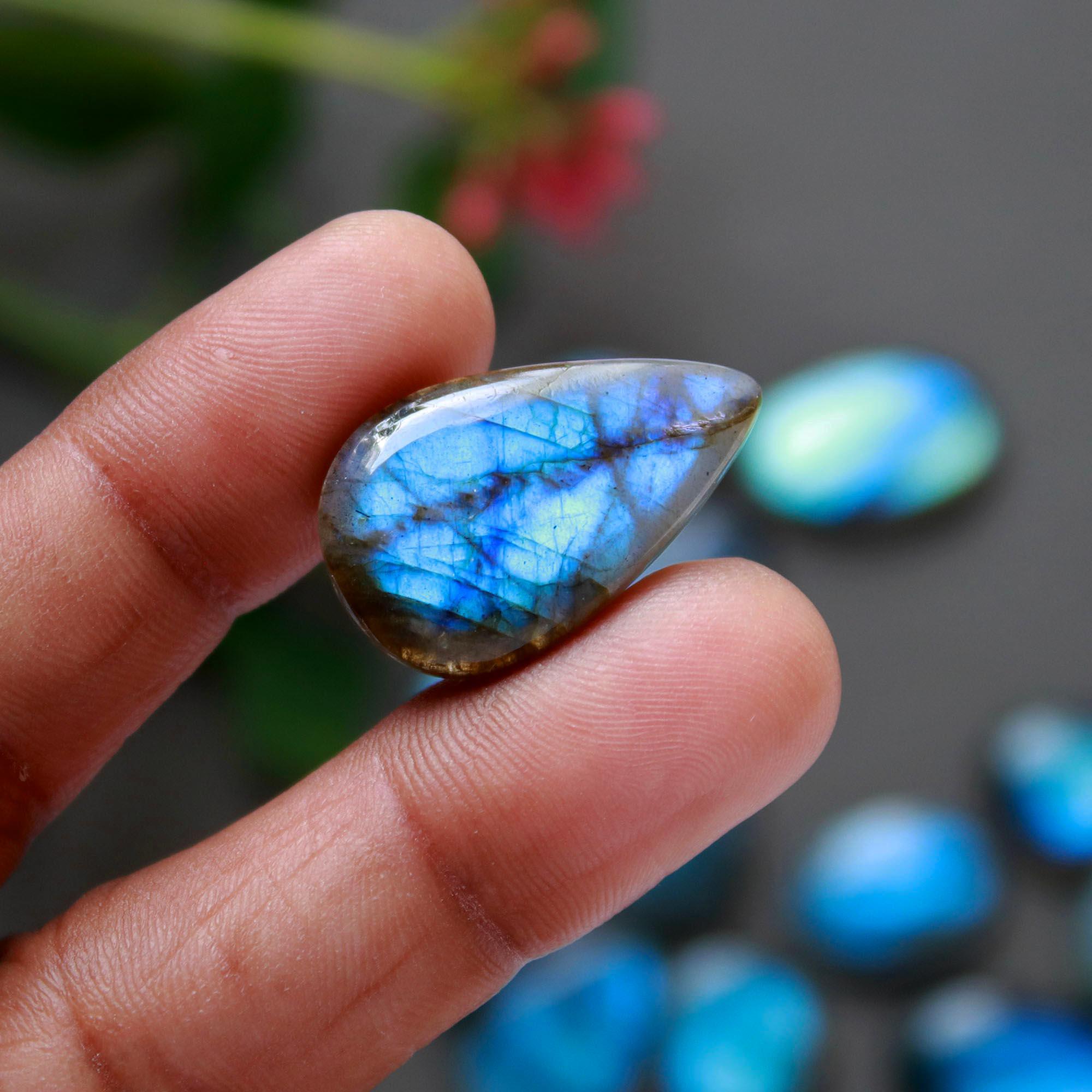 17Pcs 214Cts  Natural Labradorite Cabochon Loose Gemstone Jewelry Wire Wrapped Pendant Semi-Precious Healing Crystal Lots14x14-25x15mm 12931