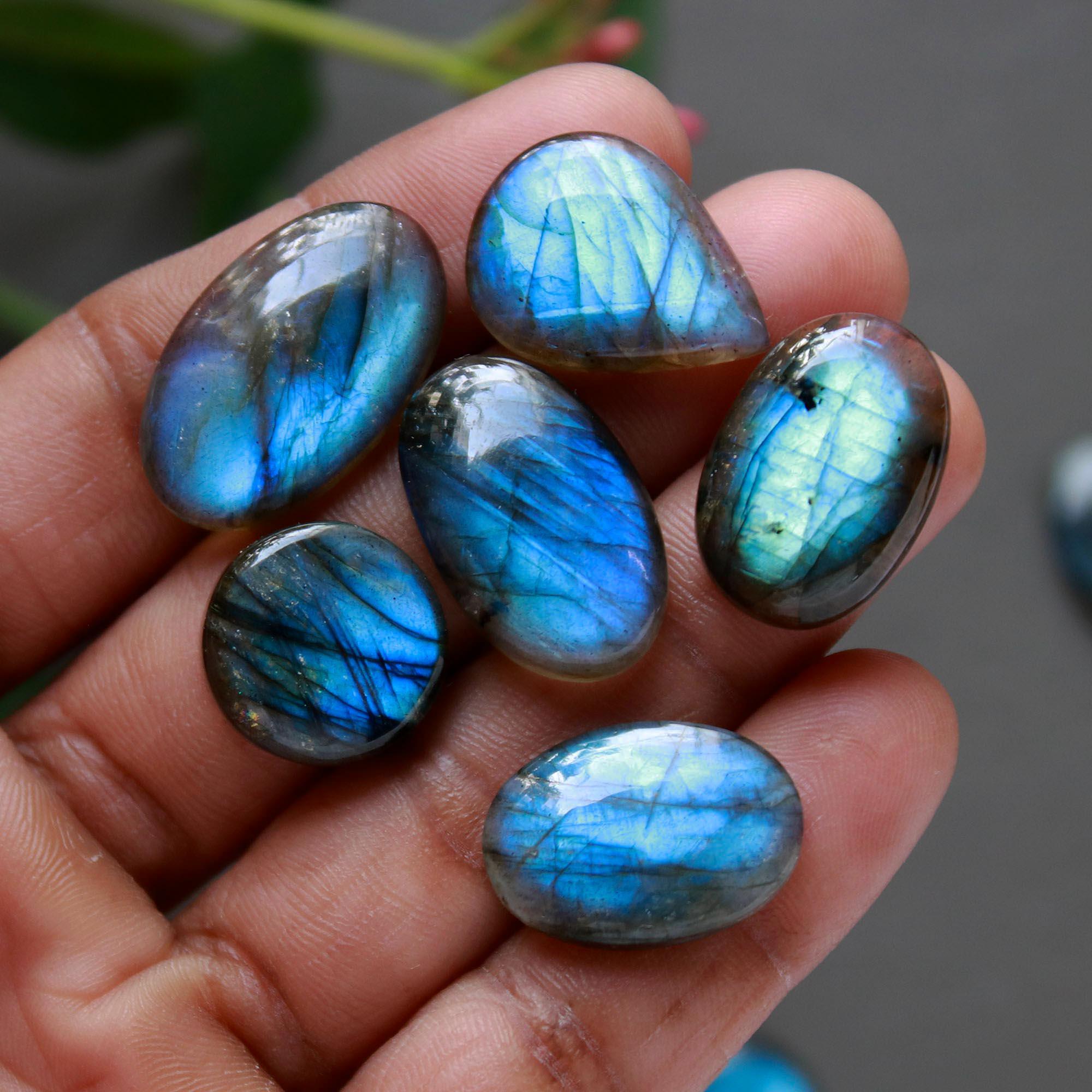 17Pcs 214Cts  Natural Labradorite Cabochon Loose Gemstone Jewelry Wire Wrapped Pendant Semi-Precious Healing Crystal Lots14x14-25x15mm 12931