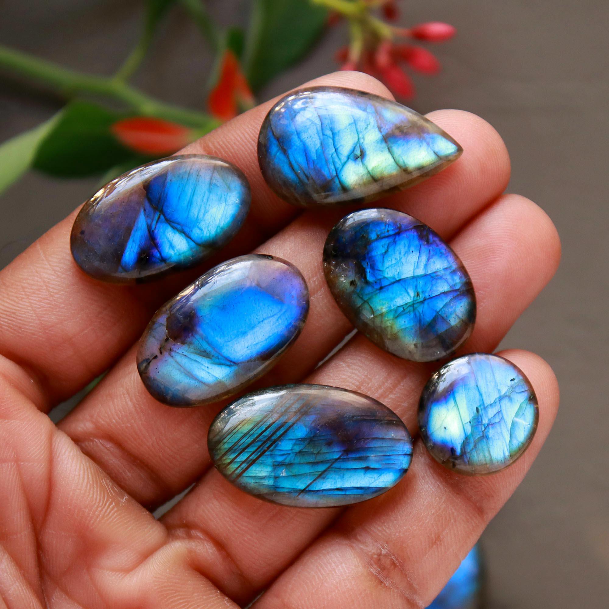14Pcs 164Cts  Natural Labradorite Cabochon Loose Gemstone Jewelry Wire Wrapped Pendant Semi-Precious Healing Crystal Lots14x14-28x13mm 12936