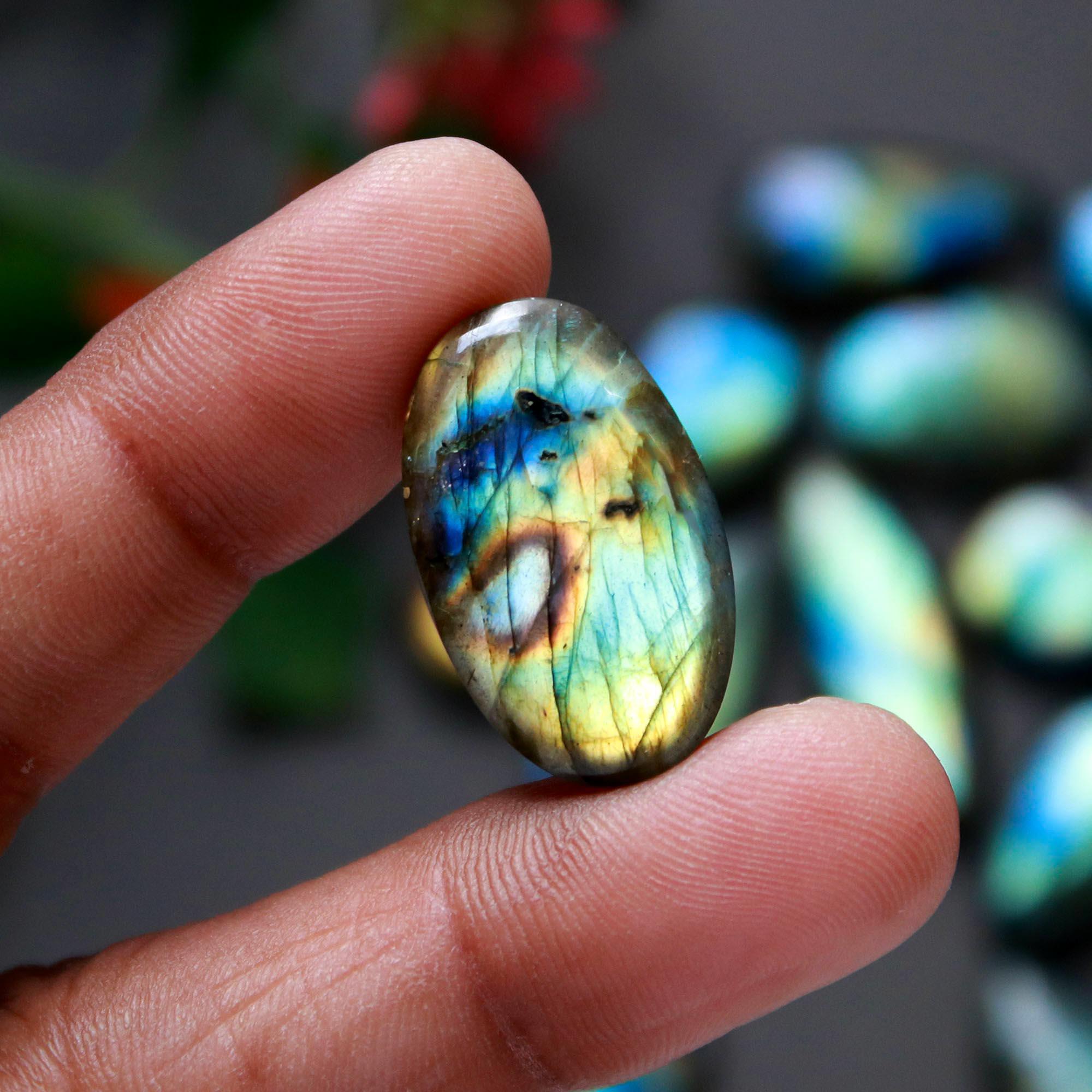 17Pcs 238Cts  Natural Labradorite Cabochon Loose Gemstone Jewelry Wire Wrapped Pendant Semi-Precious Healing Crystal Lots14x14-34x12mm 12938