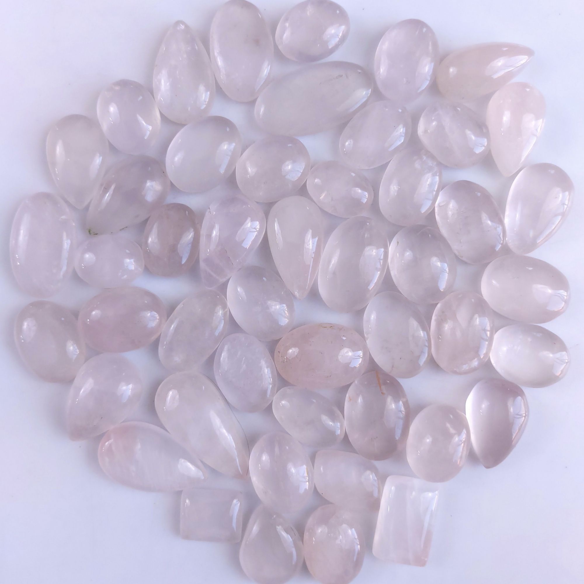 48Pcs 888Cts Natural Rose Quartz Loose Cabochon Gemstone Lot Mix Shape and and Size for Jewelry Making 30x18 16x14mm1294