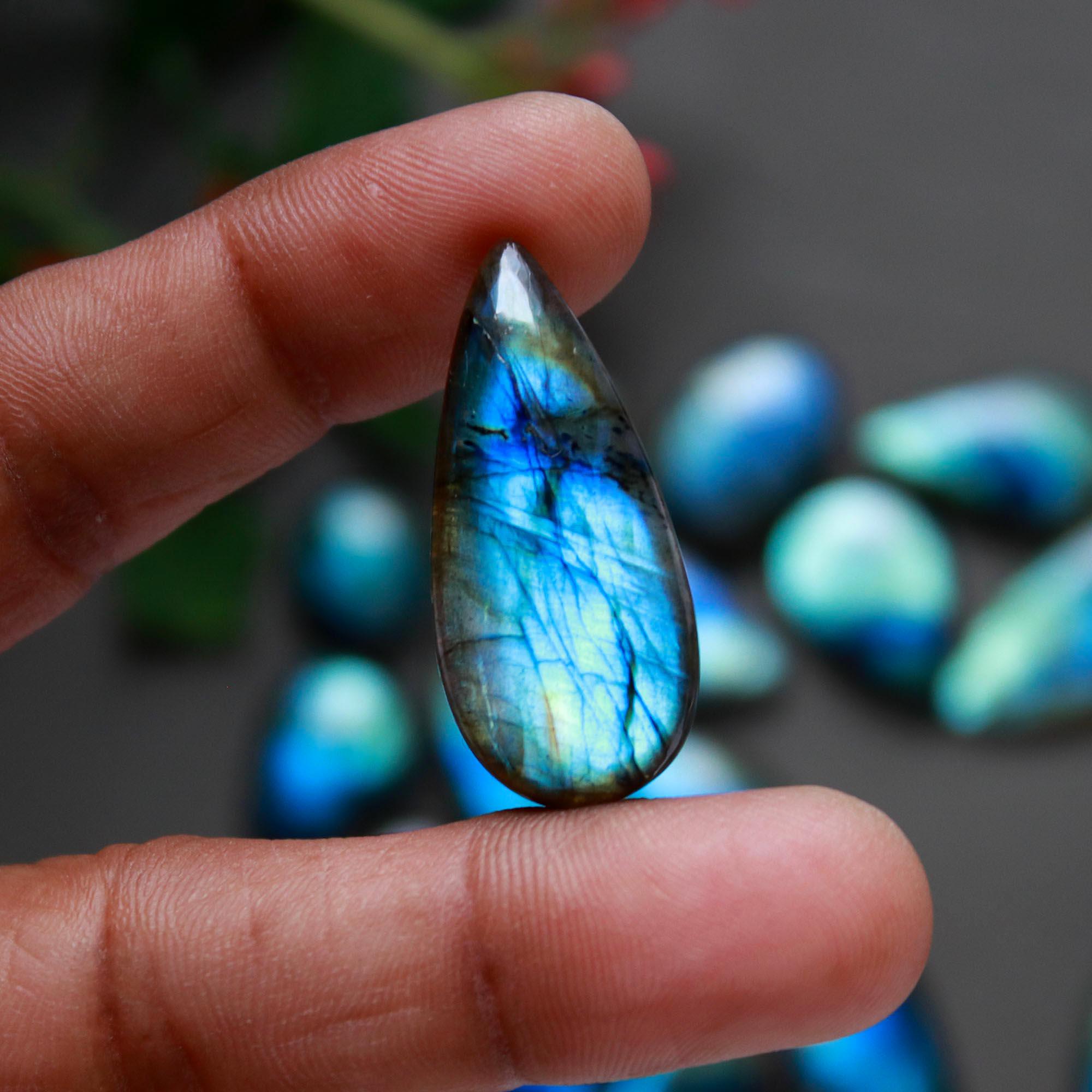 20Pcs 294Cts  Natural Labradorite Cabochon Loose Gemstone Jewelry Wire Wrapped Pendant Semi-Precious Healing Crystal Lots13x13-32x14mm 12941
