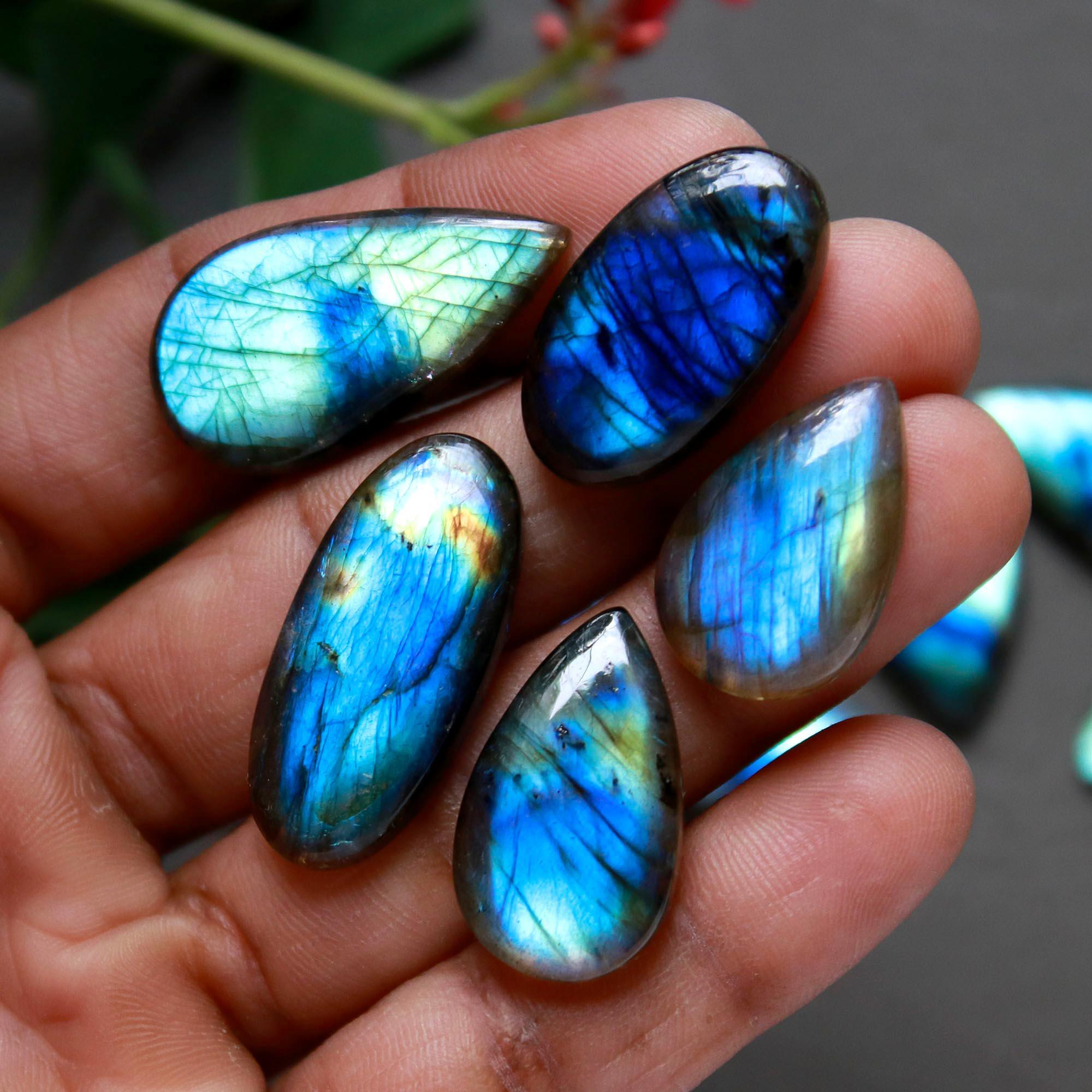 20Pcs 294Cts  Natural Labradorite Cabochon Loose Gemstone Jewelry Wire Wrapped Pendant Semi-Precious Healing Crystal Lots13x13-32x14mm 12941