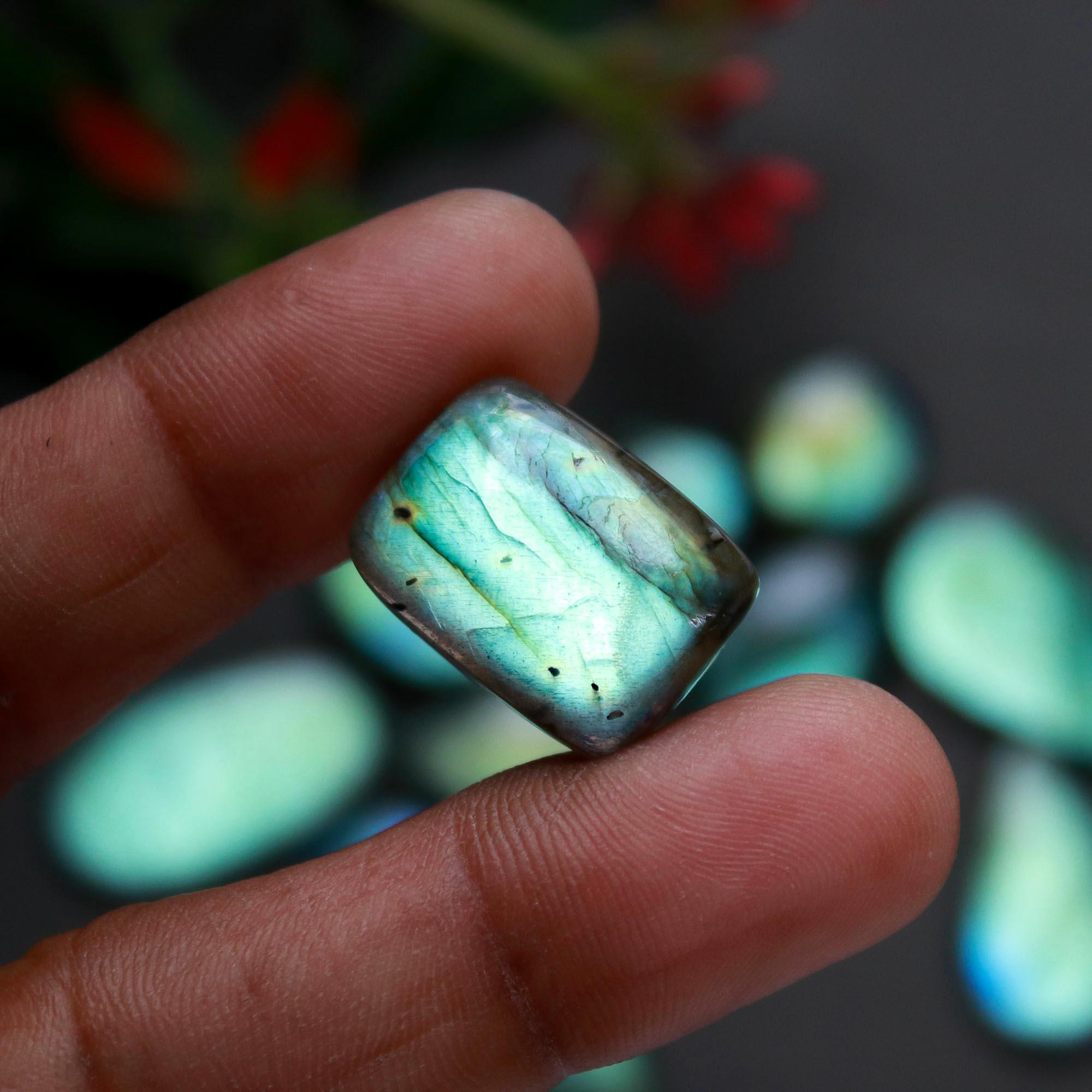 15Pcs 167Cts  Natural Labradorite Cabochon Loose Gemstone Jewelry Wire Wrapped Pendant Semi-Precious Healing Crystal Lots13x13-27x15mm 12942