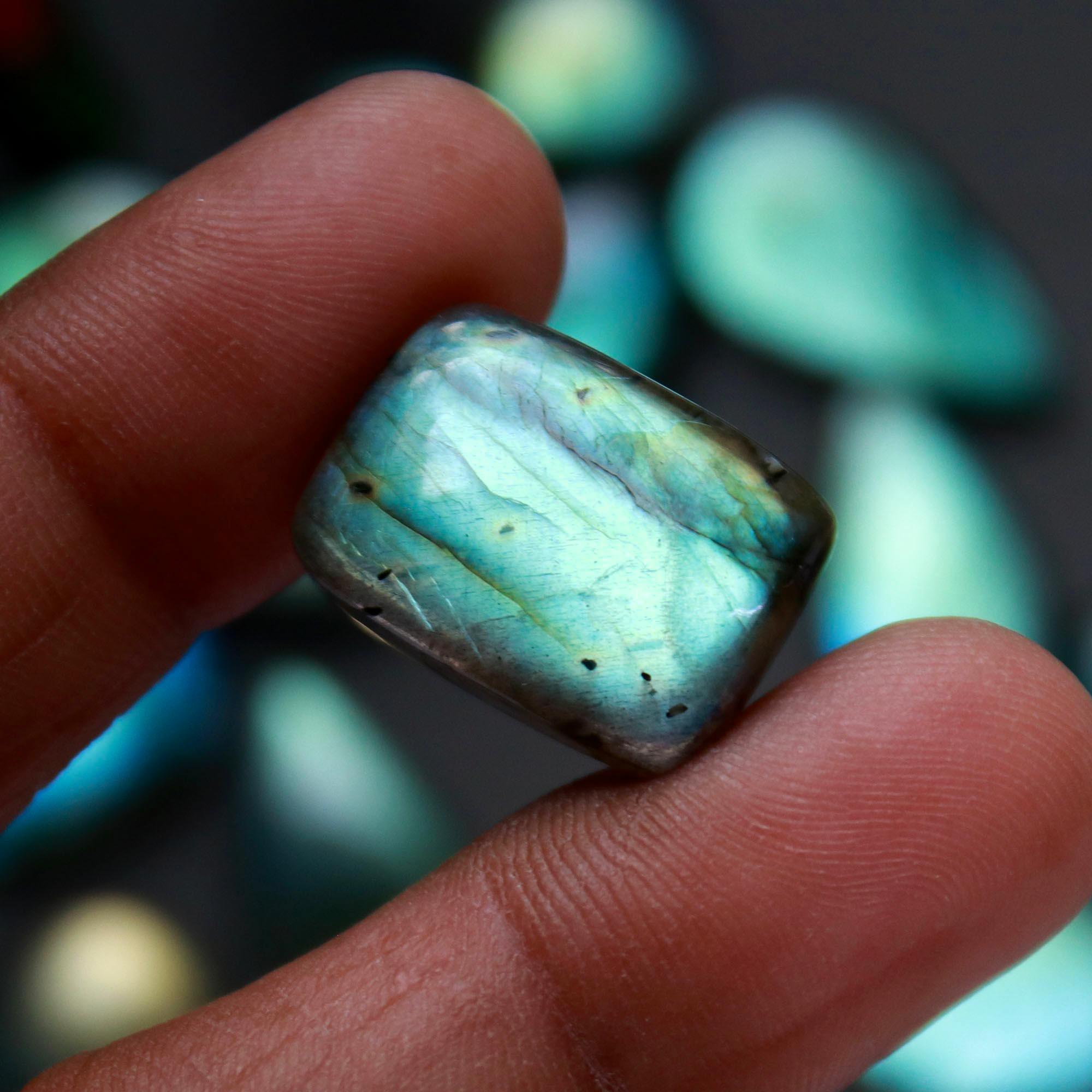 15Pcs 167Cts  Natural Labradorite Cabochon Loose Gemstone Jewelry Wire Wrapped Pendant Semi-Precious Healing Crystal Lots13x13-27x15mm 12942