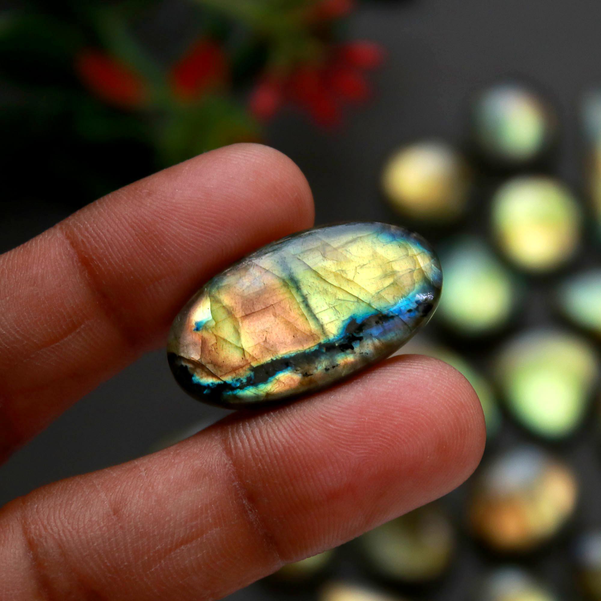 21Pcs 255Cts  Natural Labradorite Cabochon Loose Gemstone Jewelry Wire Wrapped Pendant Semi-Precious Healing Crystal Lots13x13-28x15mm 12948