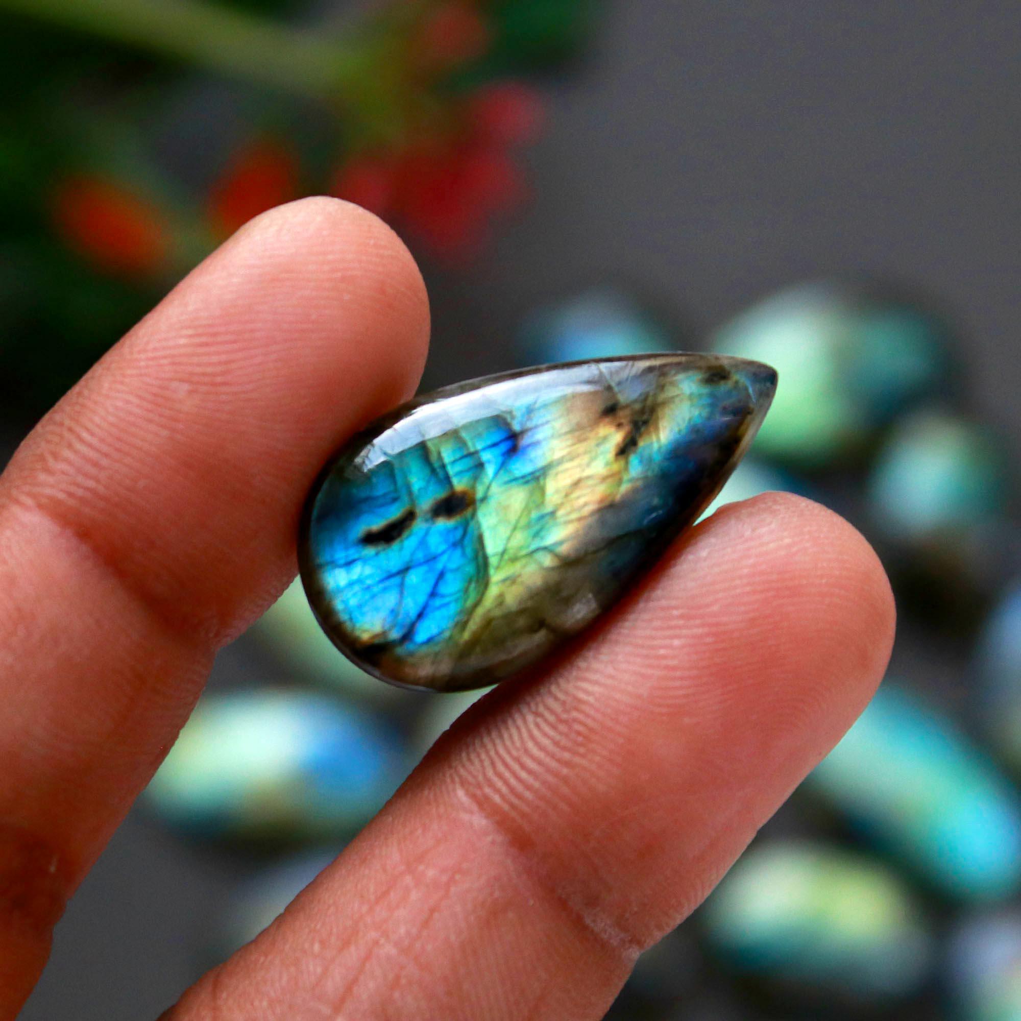 18Pcs 235Cts  Natural Labradorite Cabochon Loose Gemstone Jewelry Wire Wrapped Pendant Semi-Precious Healing Crystal Lots13x13-26x14mm 12949