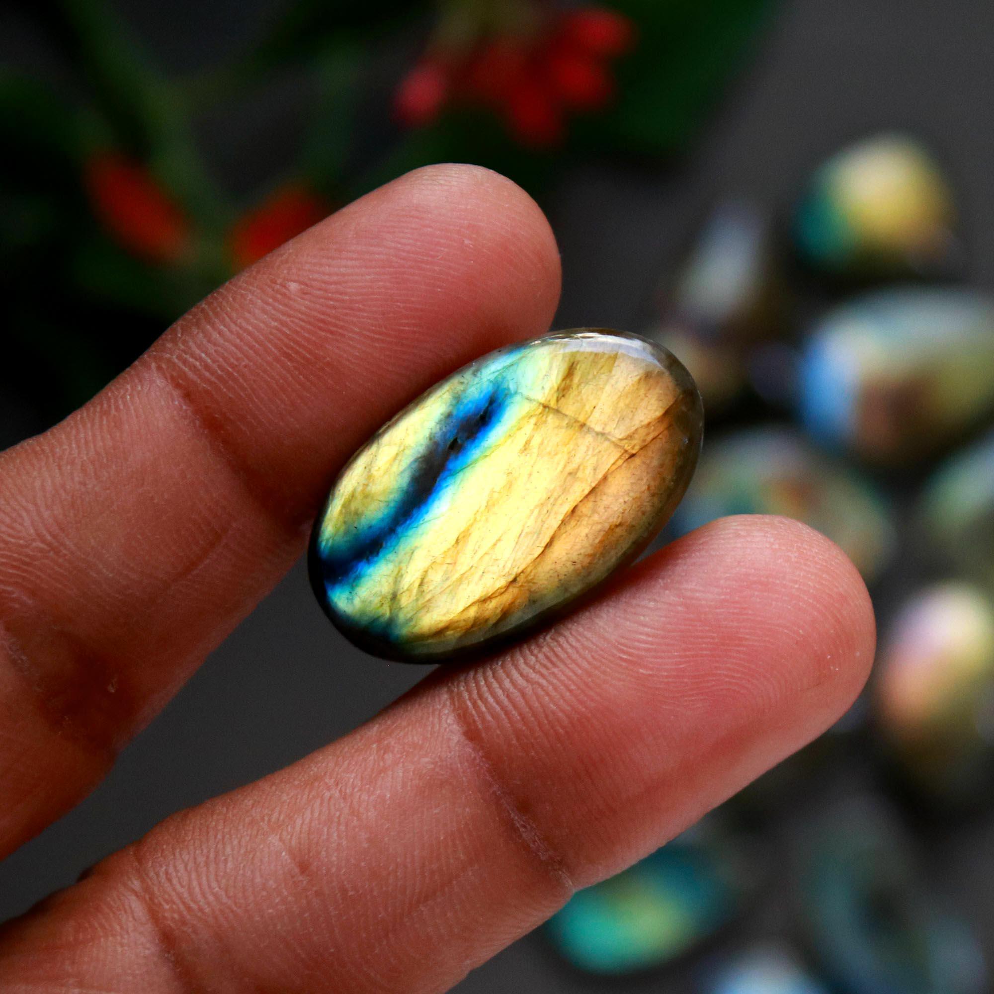 17Pcs 204Cts  Natural Labradorite Cabochon Loose Gemstone Jewelry Wire Wrapped Pendant Semi-Precious Healing Crystal Lots14x14-26x14mm 12950