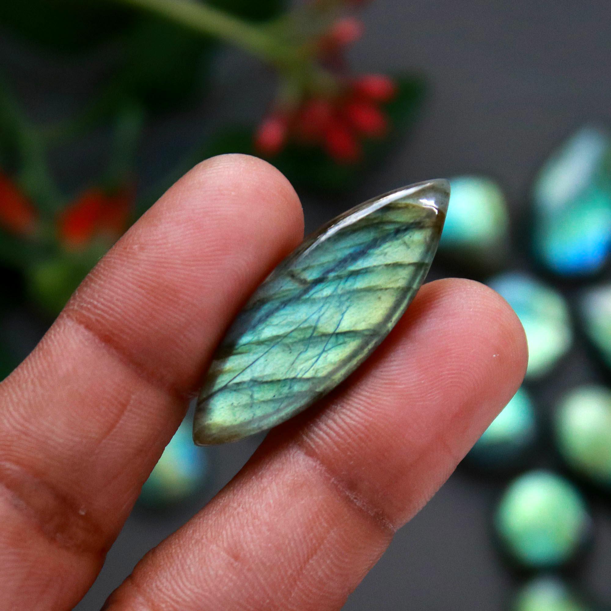 17Pcs 204Cts  Natural Labradorite Cabochon Loose Gemstone Jewelry Wire Wrapped Pendant Semi-Precious Healing Crystal Lots14x14-34x12mm 12951