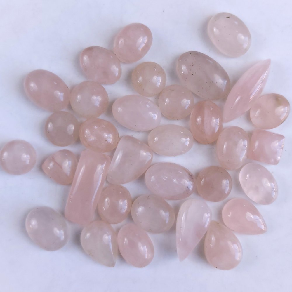 32Pcs 229Cts Natural Rose Quartz Loose Cabochon Gemstone Lot Mix Shape and and Size for Jewelry Making 18x14 12x12mm#1297