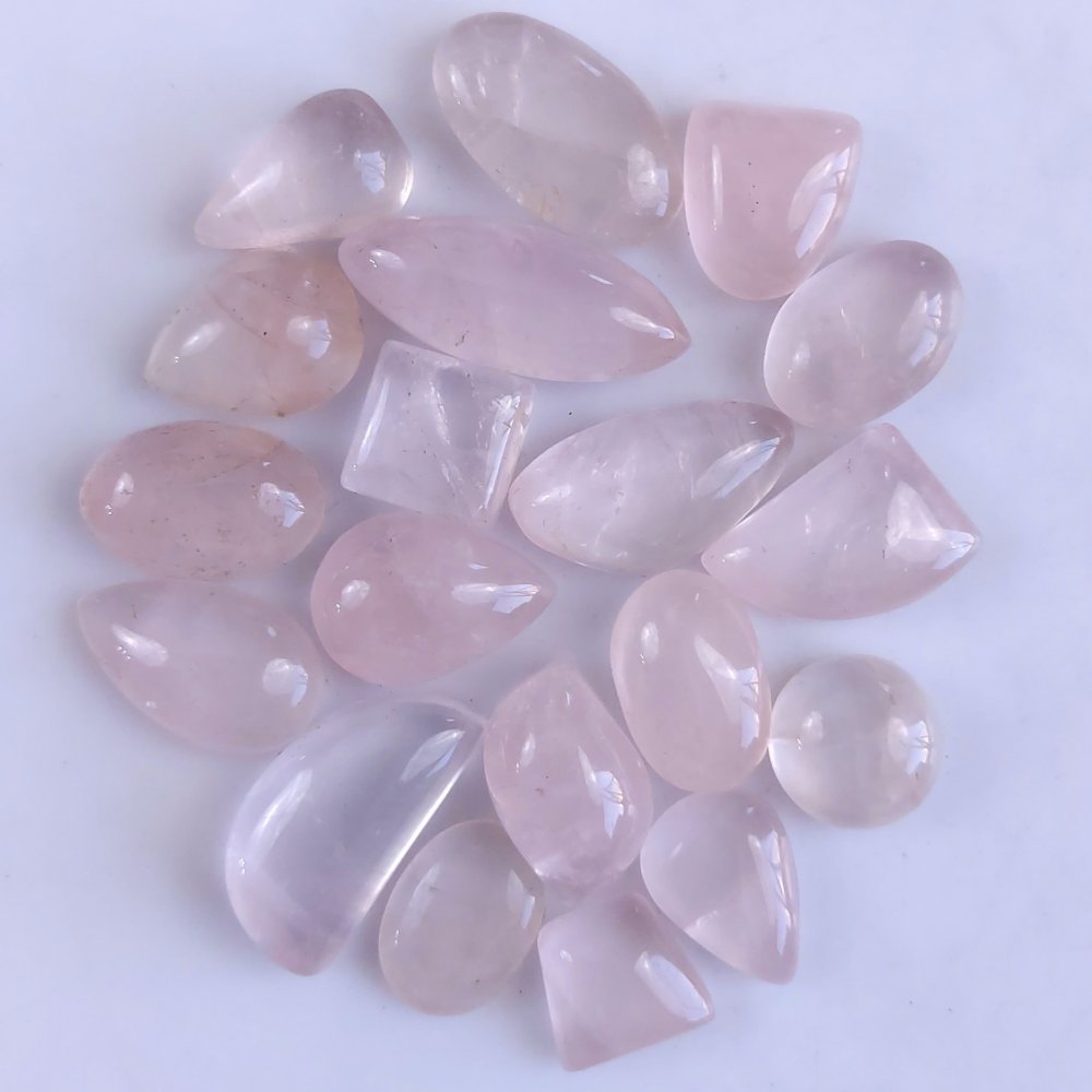 19Pcs 170Cts Natural Rose Quartz Loose Cabochon Gemstone Lot Mix Shape and and Size for Jewelry Making 22x10 14x10mm#1298