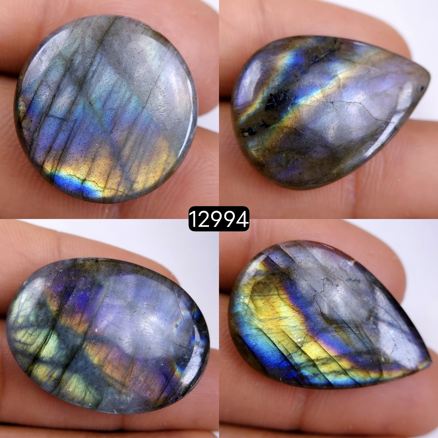 4 Pcs 119 Cts Natural Blue Labradorite Gemstone Cabochon Semi Precious Wholesale Lot Handmade Jewelry Making Supplies Pendant For Her 20x20-34x25mm12994