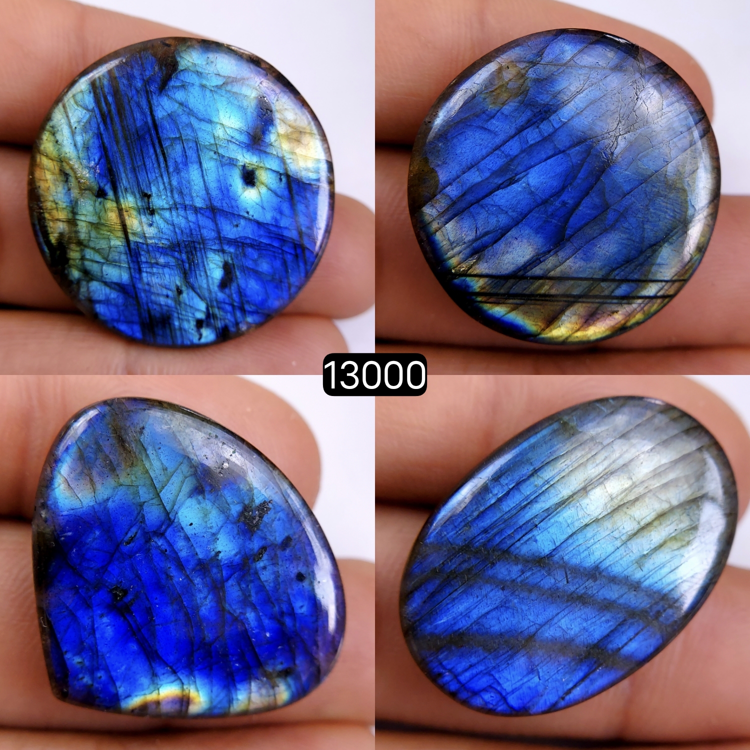 4 Pcs 136 Cts Natural Blue Labradorite Gemstone Cabochon Semi Precious Wholesale Lot Handmade Jewelry Making Supplies Pendant For Her 29x20-33x33mmR-13000