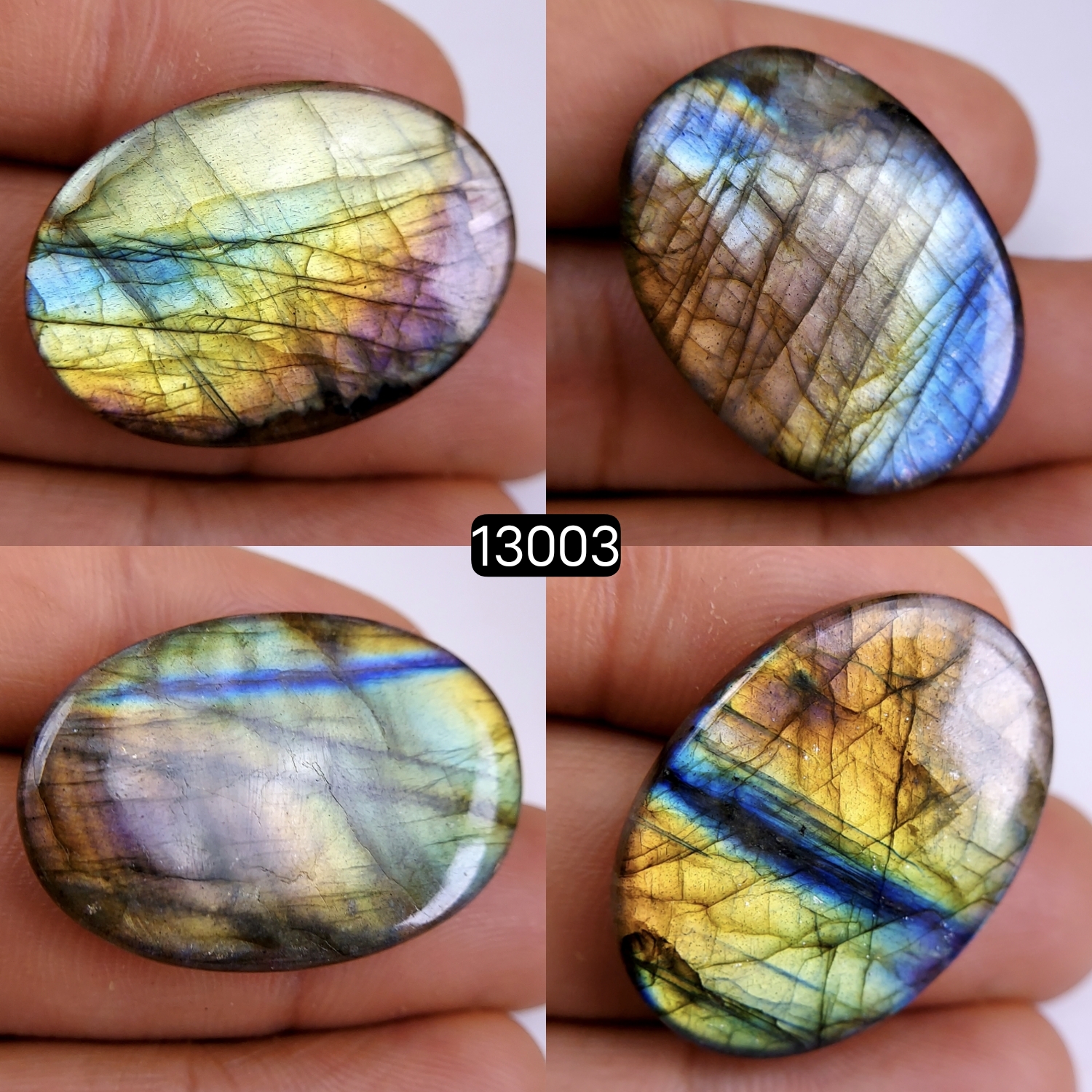 4 Pcs 112 Cts Natural Blue Labradorite Gemstone Cabochon Semi Precious Wholesale Lot Handmade Jewelry Making Supplies Pendant For Her 30x20-33x22mm13003