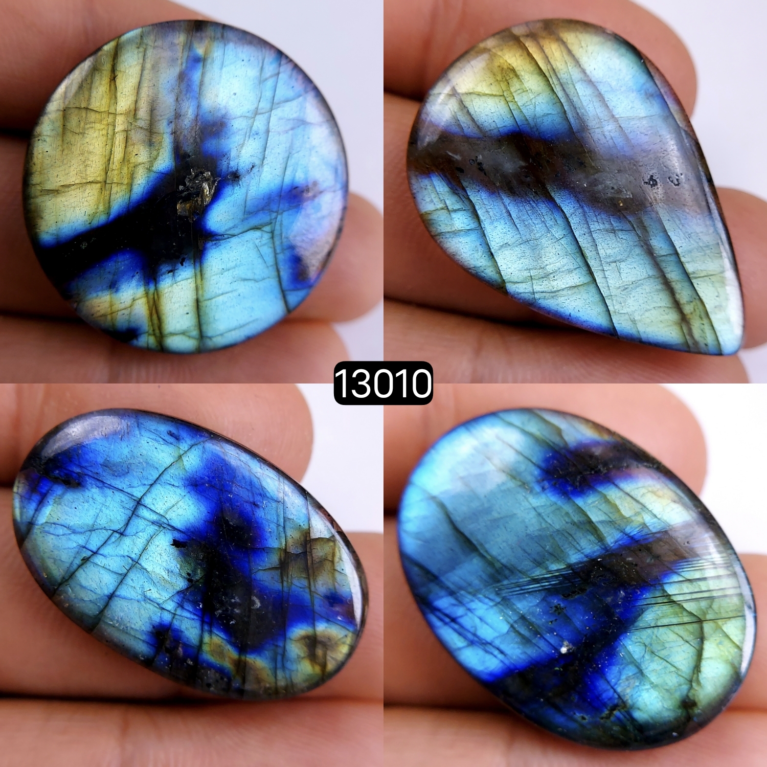 4 Pcs 157 Cts Natural Blue Labradorite Gemstone Cabochon Semi Precious Wholesale Lot Handmade Jewelry Making Supplies Pendant For Her 31x19-32x23mm13010