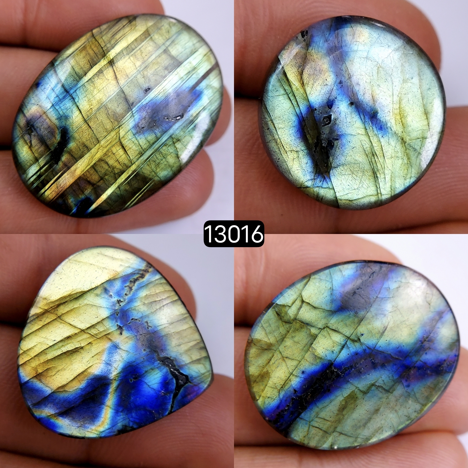 4 Pcs 128 Cts Natural Blue Labradorite Gemstone Cabochon Semi Precious Wholesale Lot Handmade Jewelry Making Supplies Pendant For Her 20x20-38x28mmR-13016