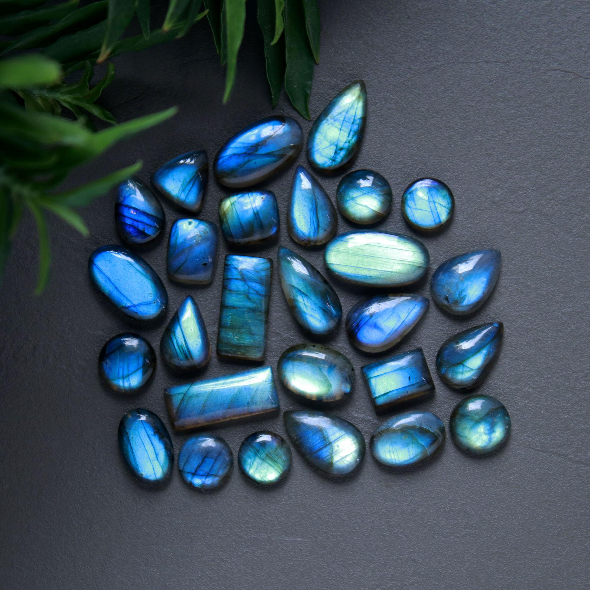 27 Pcs 194 Cts Natural Labradorite Cabochon Loose Gemstone Jewelry Wire Wrapped Pendant Semi-Precious Healing Crystal Lots 10x10-10x20mm R-13018