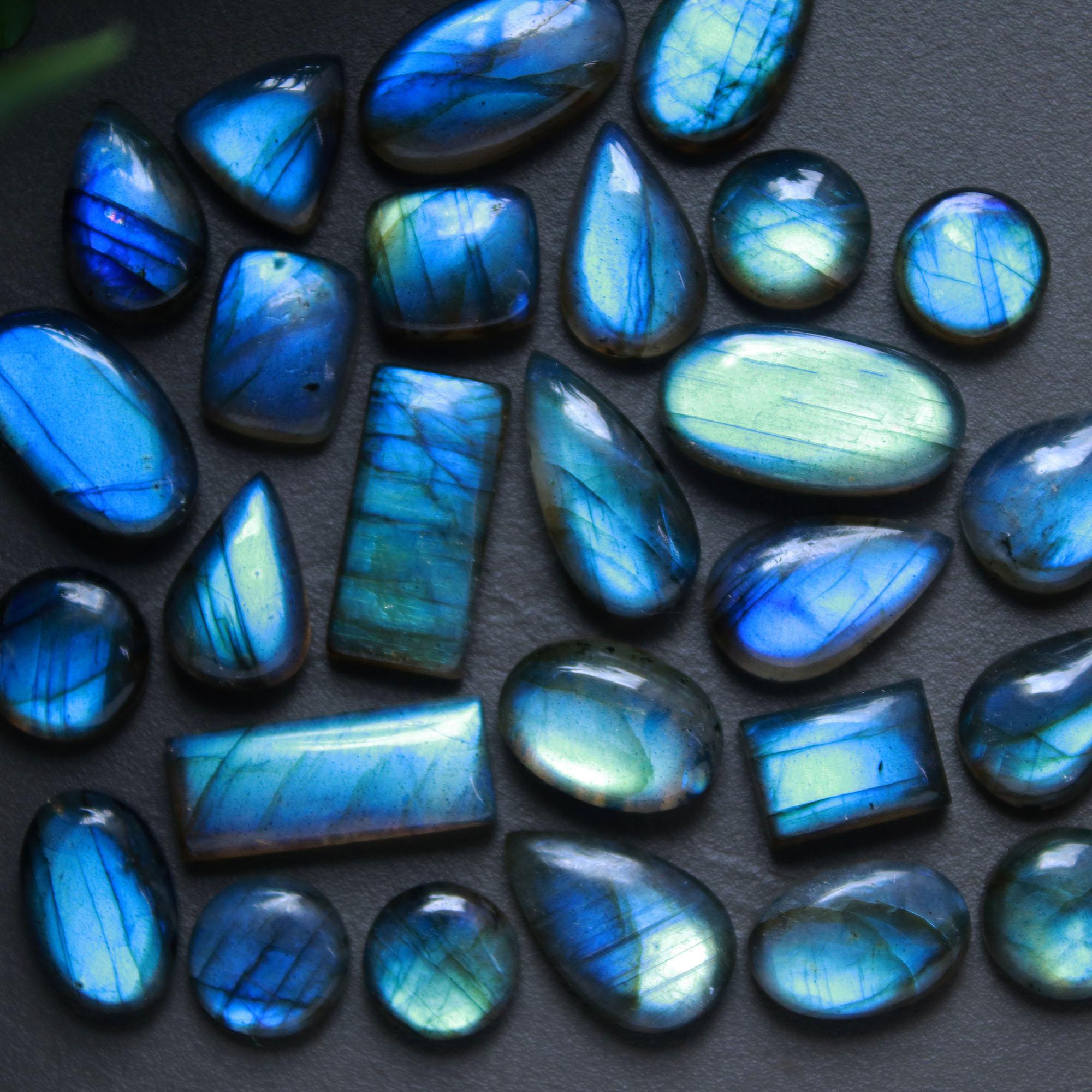 27 Pcs 194 Cts Natural Labradorite Cabochon Loose Gemstone Jewelry Wire Wrapped Pendant Semi-Precious Healing Crystal Lots 10x10-10x20mm R-13018