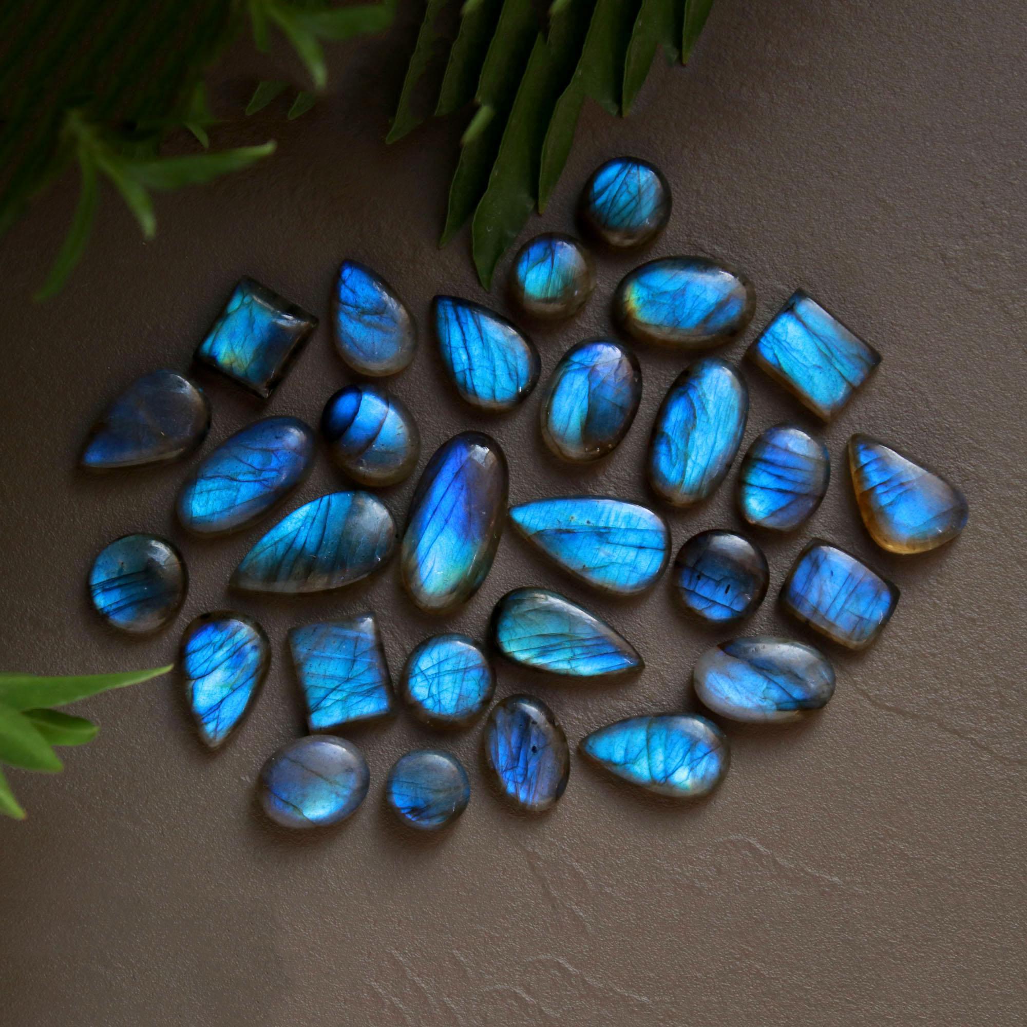 29 Pcs 207 Cts  Natural Labradorite Cabochon Loose Gemstone Jewelry Wire Wrapped Pendant Semi-Precious Healing Crystal Lots 9x12-11x22mm 13034
