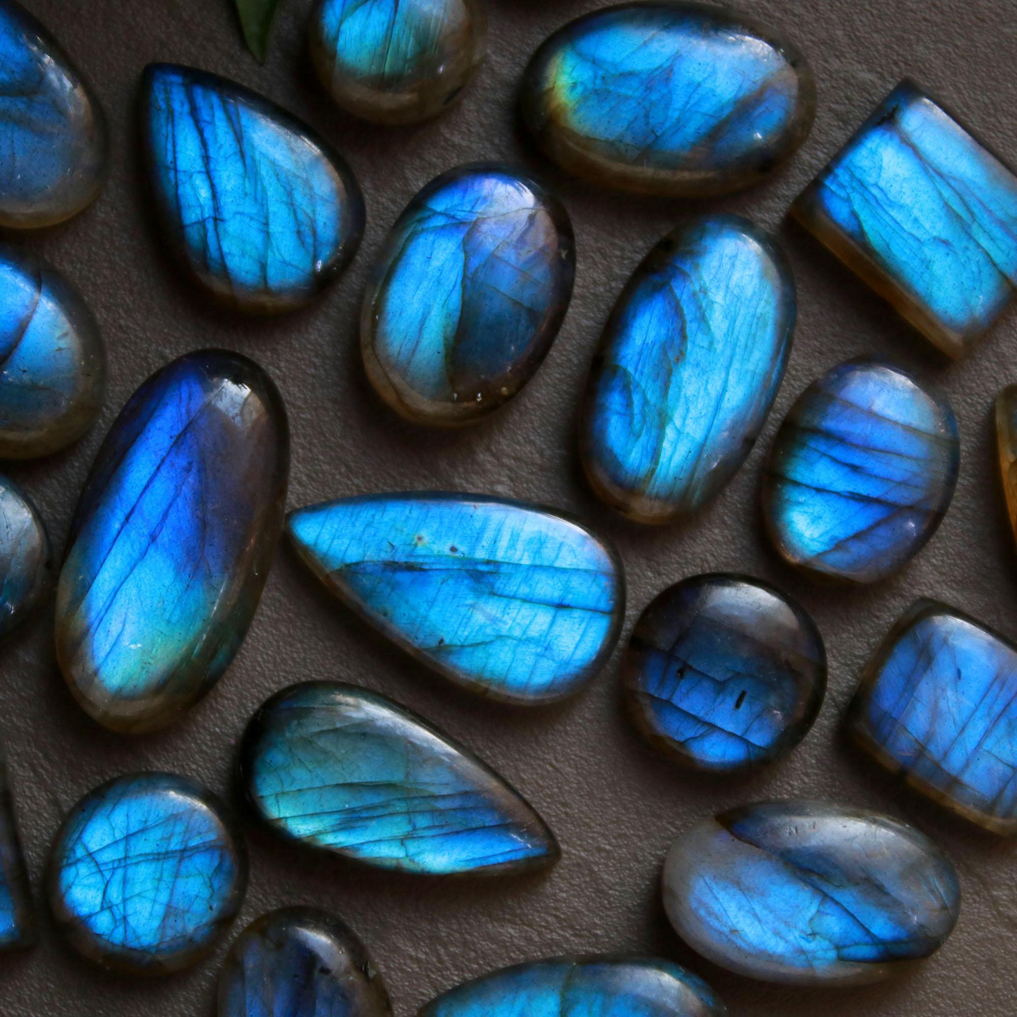 29 Pcs 207 Cts  Natural Labradorite Cabochon Loose Gemstone Jewelry Wire Wrapped Pendant Semi-Precious Healing Crystal Lots 9x12-11x22mm 13034