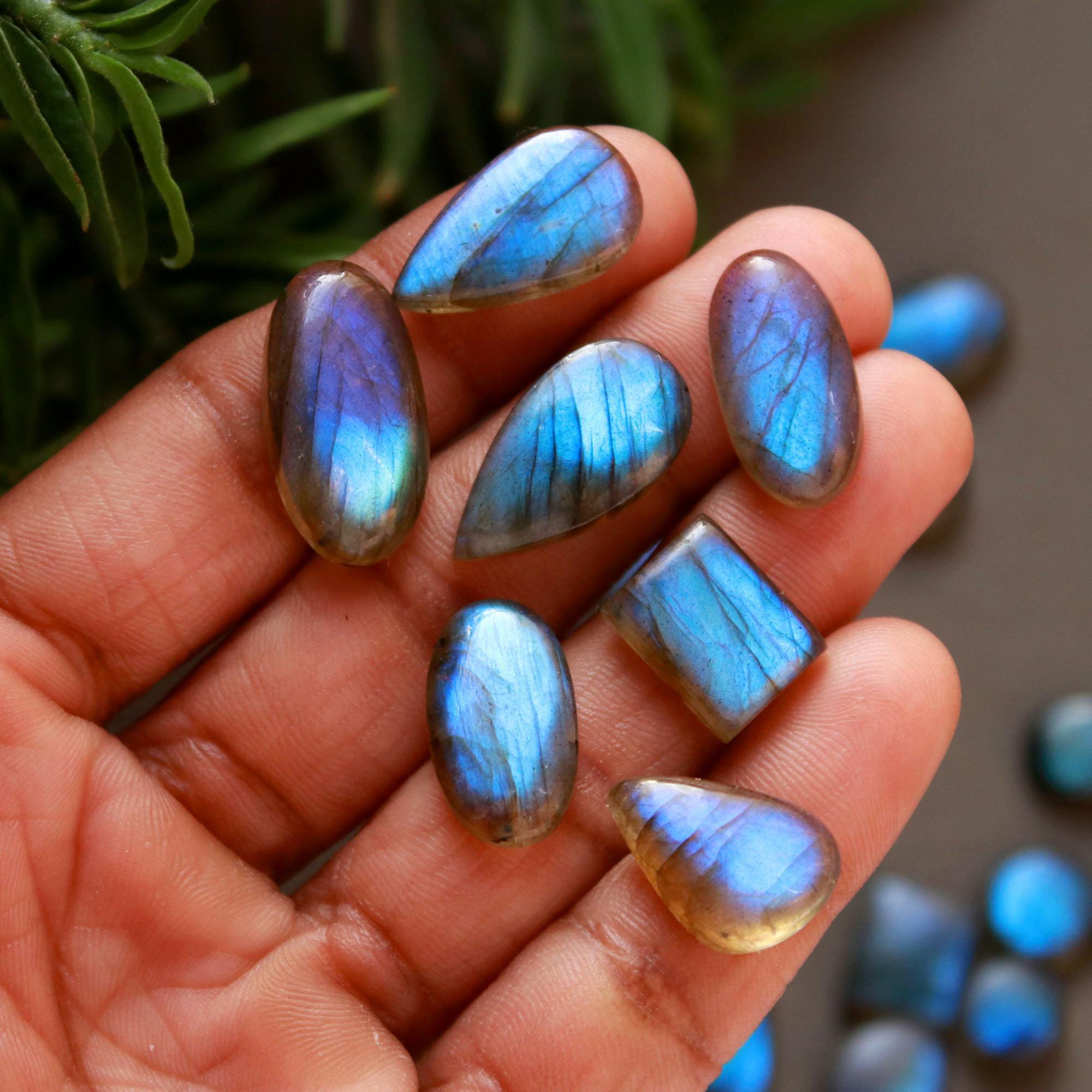 29 Pcs 207 Cts  Natural Labradorite Cabochon Loose Gemstone Jewelry Wire Wrapped Pendant Semi-Precious Healing Crystal Lots 9x12-11x22mm 13034
