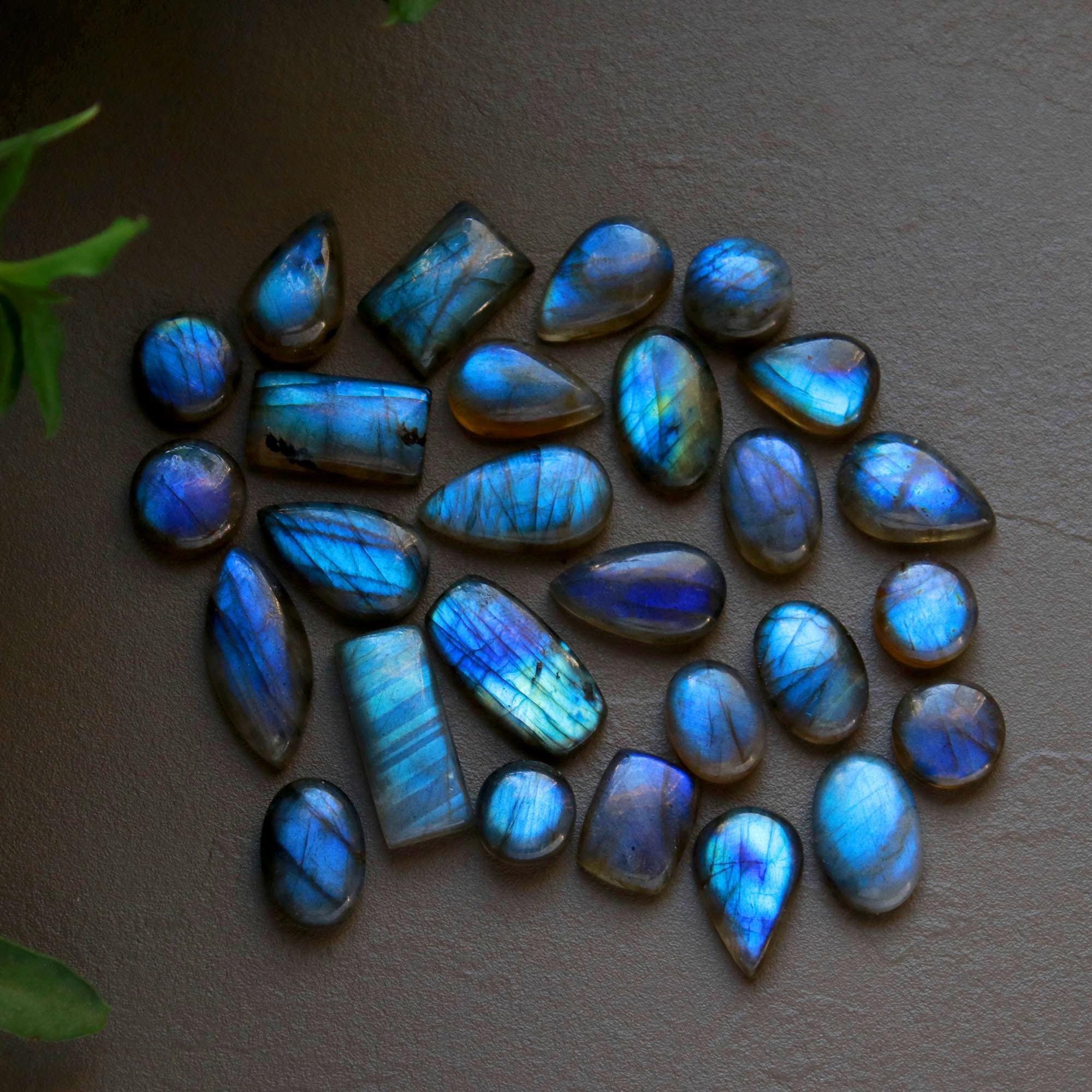 27 Pcs 186 Cts  Natural Labradorite Cabochon Loose Gemstone Jewelry Wire Wrapped Pendant Semi-Precious Healing Crystal Lots 9x9-8x20mm 13049