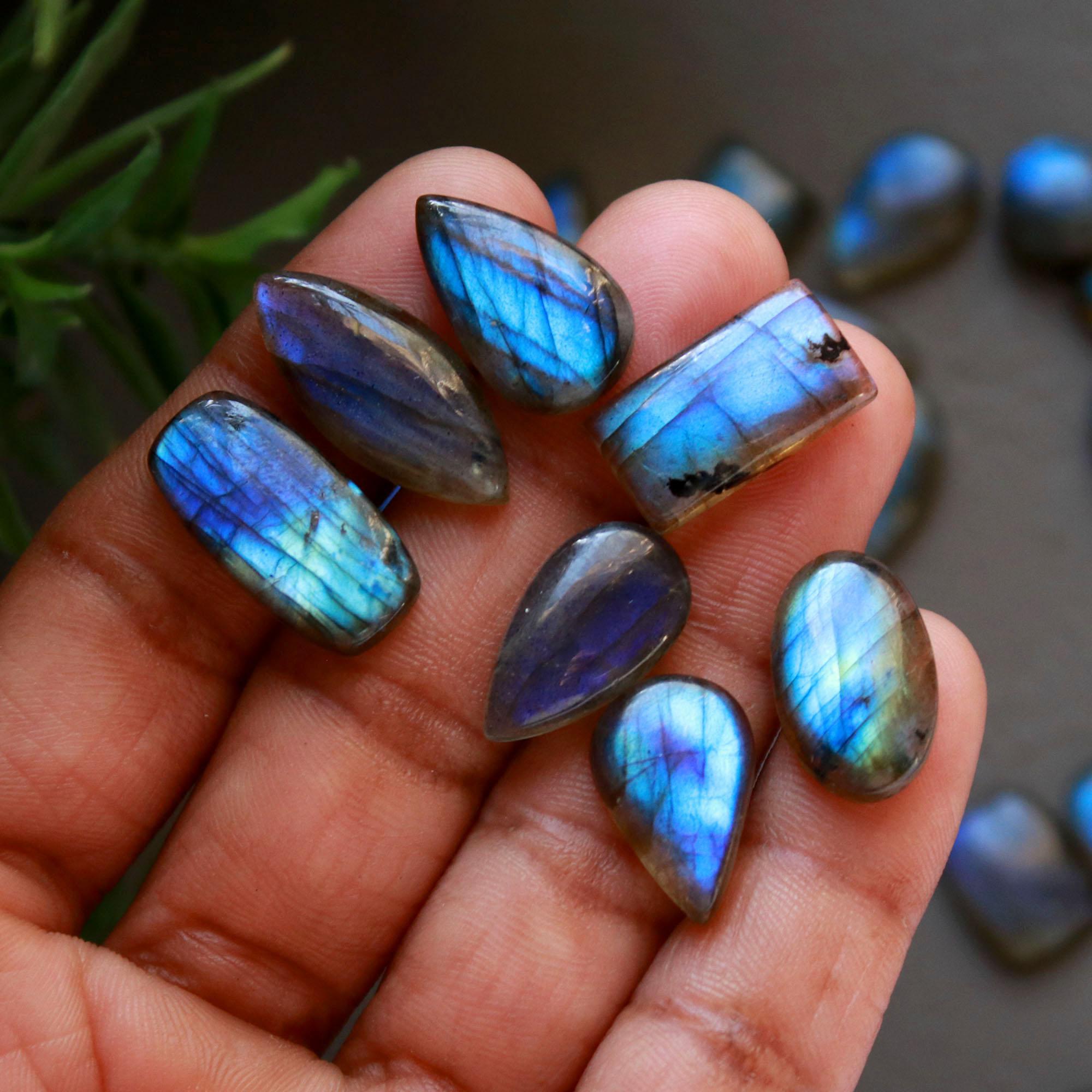 27 Pcs 186 Cts  Natural Labradorite Cabochon Loose Gemstone Jewelry Wire Wrapped Pendant Semi-Precious Healing Crystal Lots 9x9-8x20mm 13049