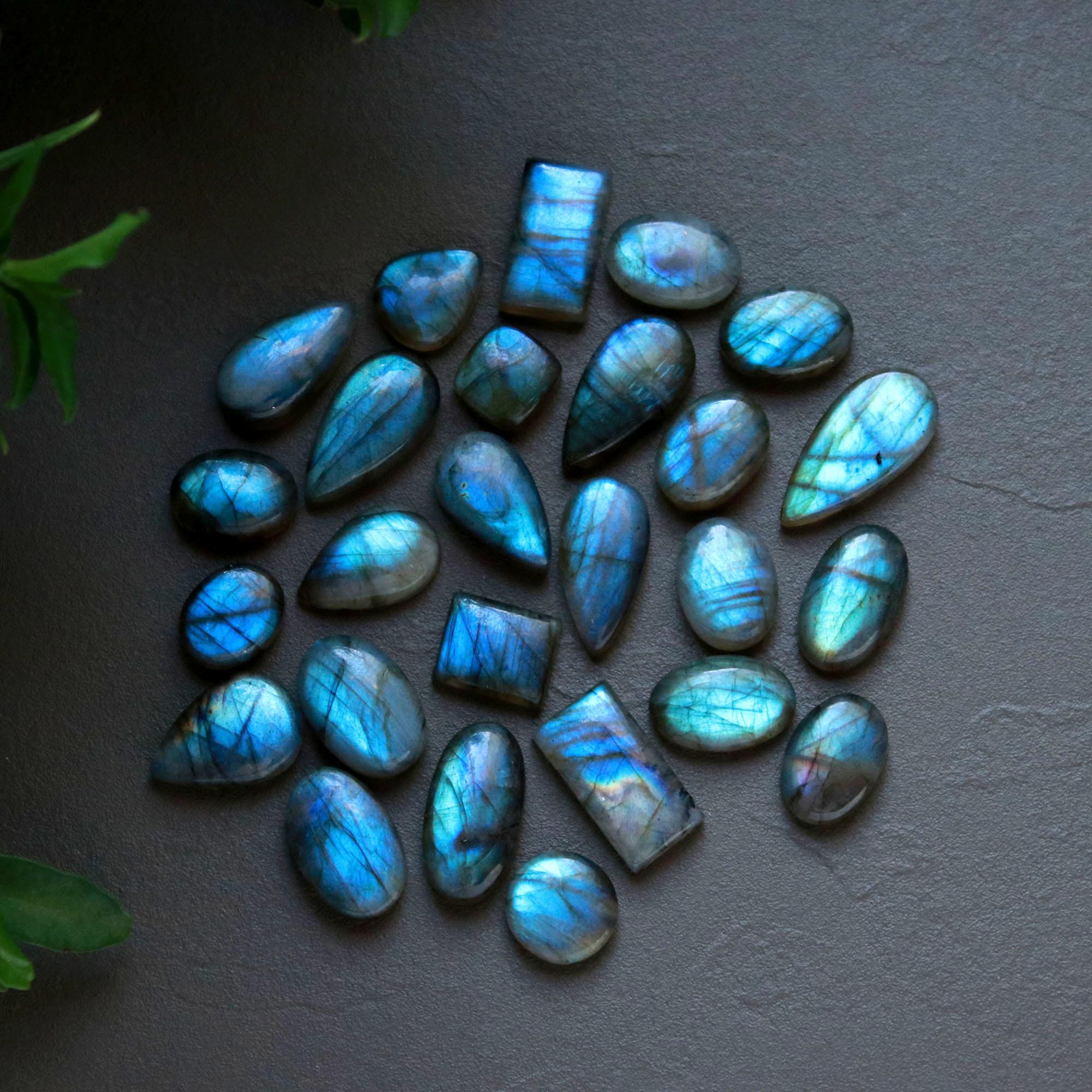 26 Pcs 188 Cts  Natural Labradorite Cabochon Loose Gemstone Jewelry Wire Wrapped Pendant Semi-Precious Healing Crystal Lots 10x12-10x21mm 13052