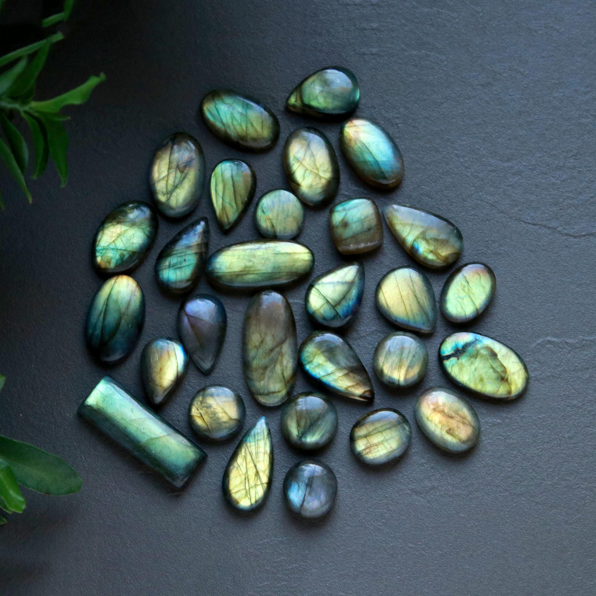 29 Pcs 193 Cts  Natural Labradorite Cabochon Loose Gemstone Jewelry Wire Wrapped Pendant Semi-Precious Healing Crystal Lots 9x15-9x26mm 13053