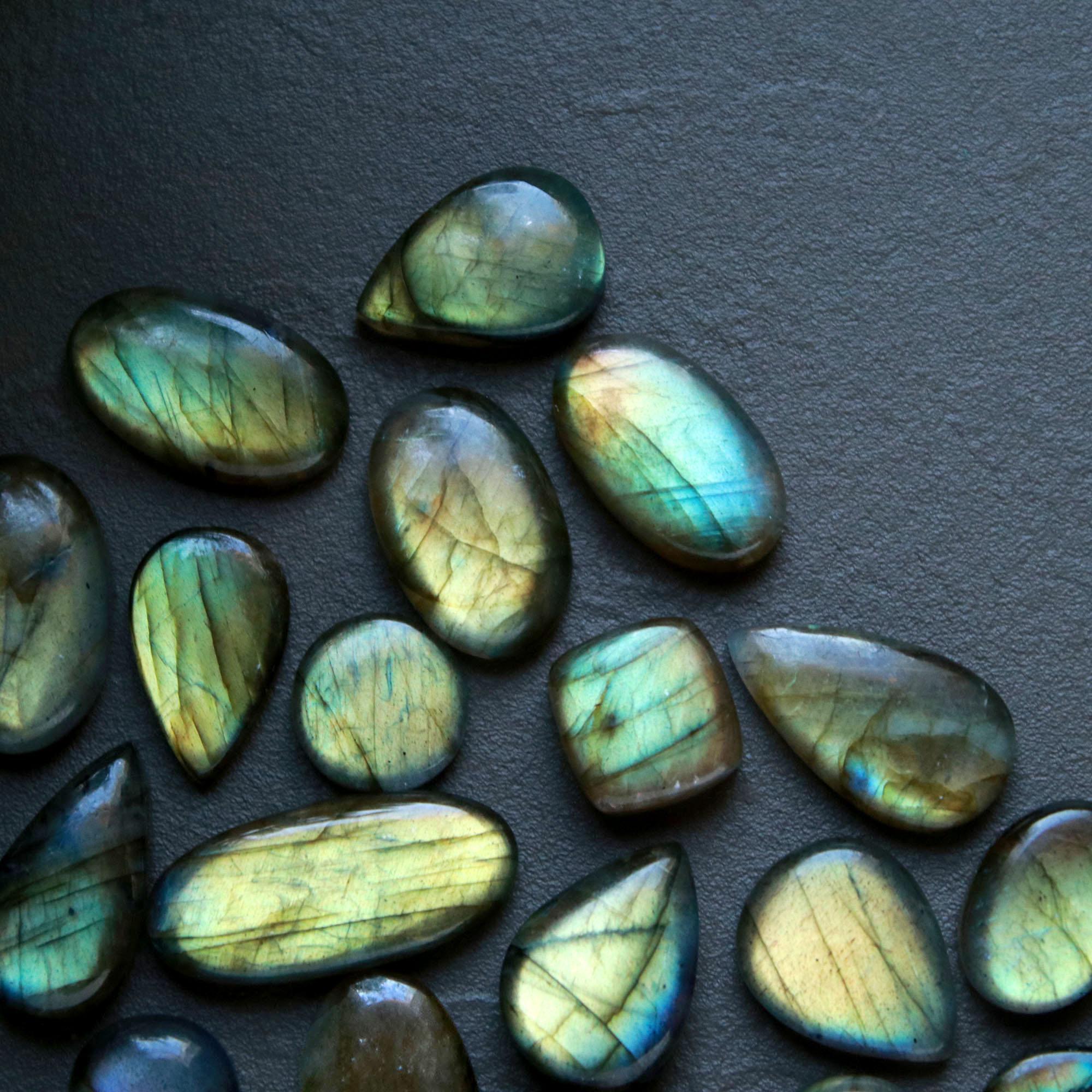29 Pcs 193 Cts  Natural Labradorite Cabochon Loose Gemstone Jewelry Wire Wrapped Pendant Semi-Precious Healing Crystal Lots 9x15-9x26mm 13053