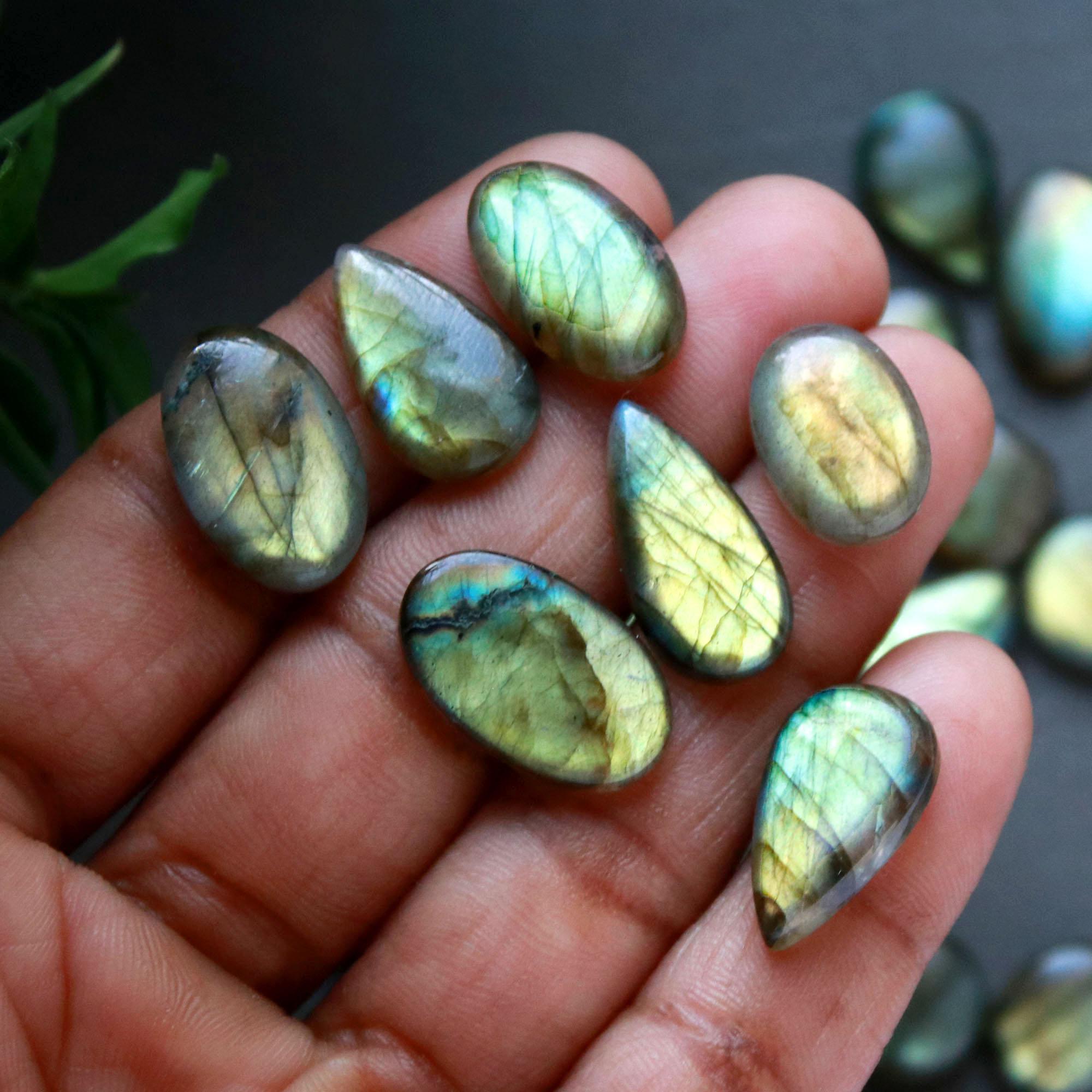 29 Pcs 193 Cts  Natural Labradorite Cabochon Loose Gemstone Jewelry Wire Wrapped Pendant Semi-Precious Healing Crystal Lots 9x15-9x26mm 13053