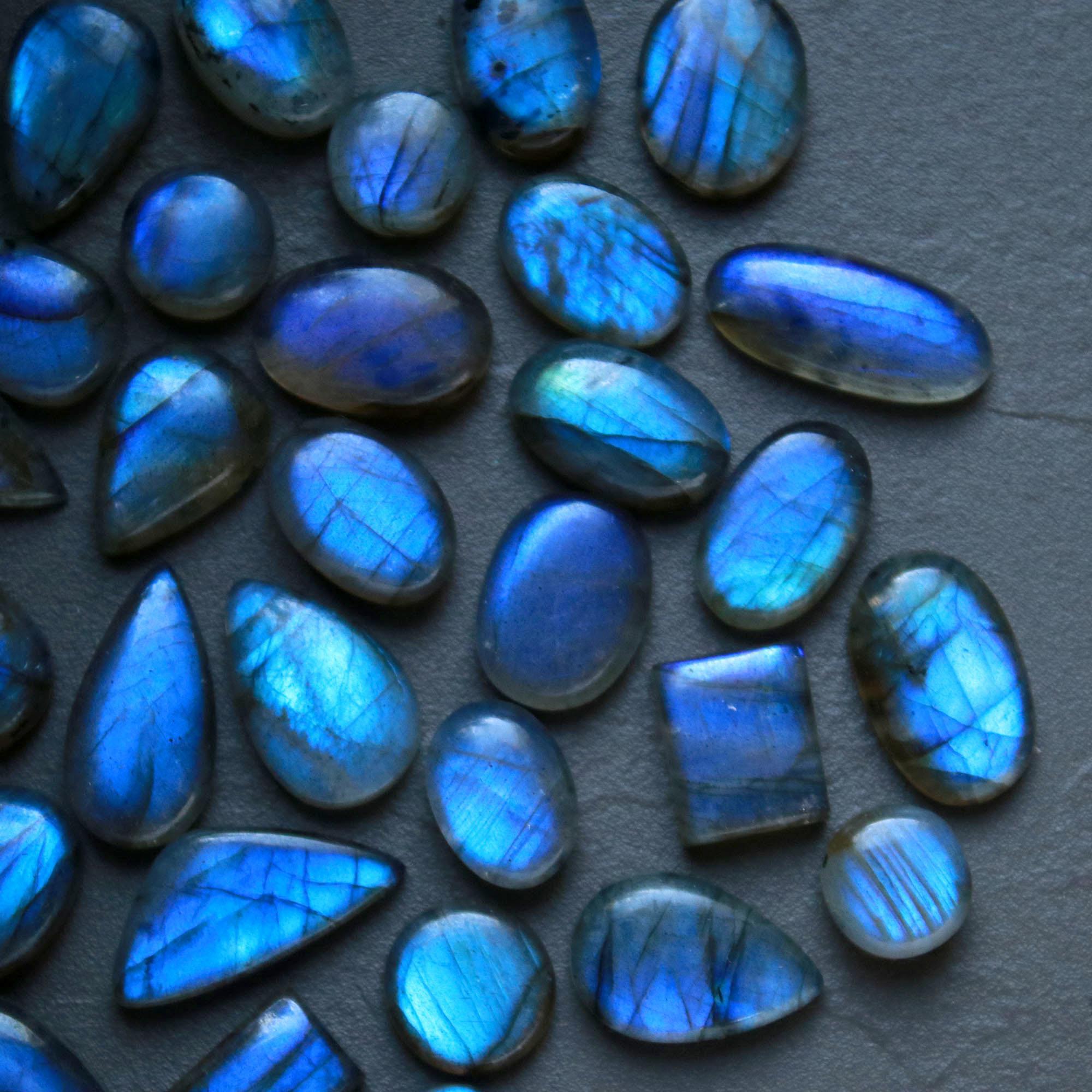 33 Pcs 215 Cts  Natural Labradorite Cabochon Loose Gemstone Jewelry Wire Wrapped Pendant Semi-Precious Healing Crystal Lots 10x10-9x20mm 13054