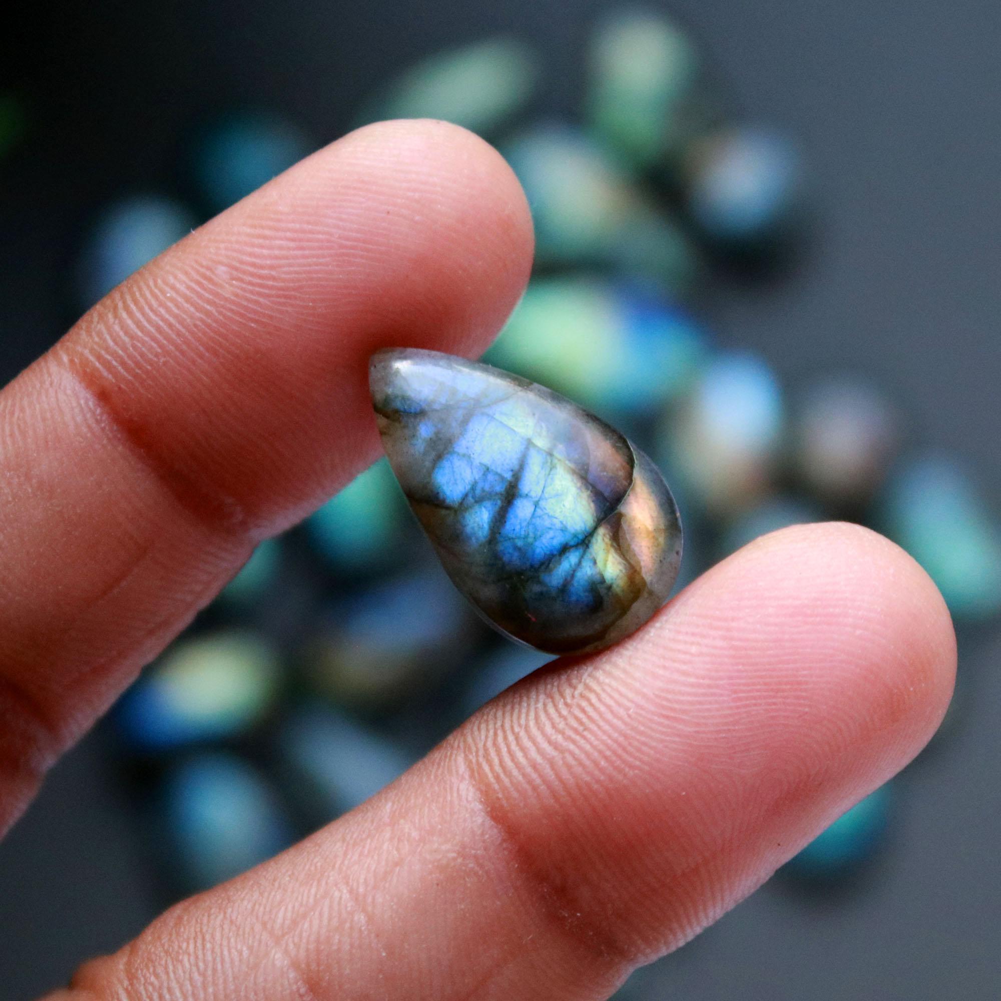 32 Pcs 236 Cts  Natural Labradorite Cabochon Loose Gemstone Jewelry Wire Wrapped Pendant Semi-Precious Healing Crystal Lots 10x10-10x22mm 13057
