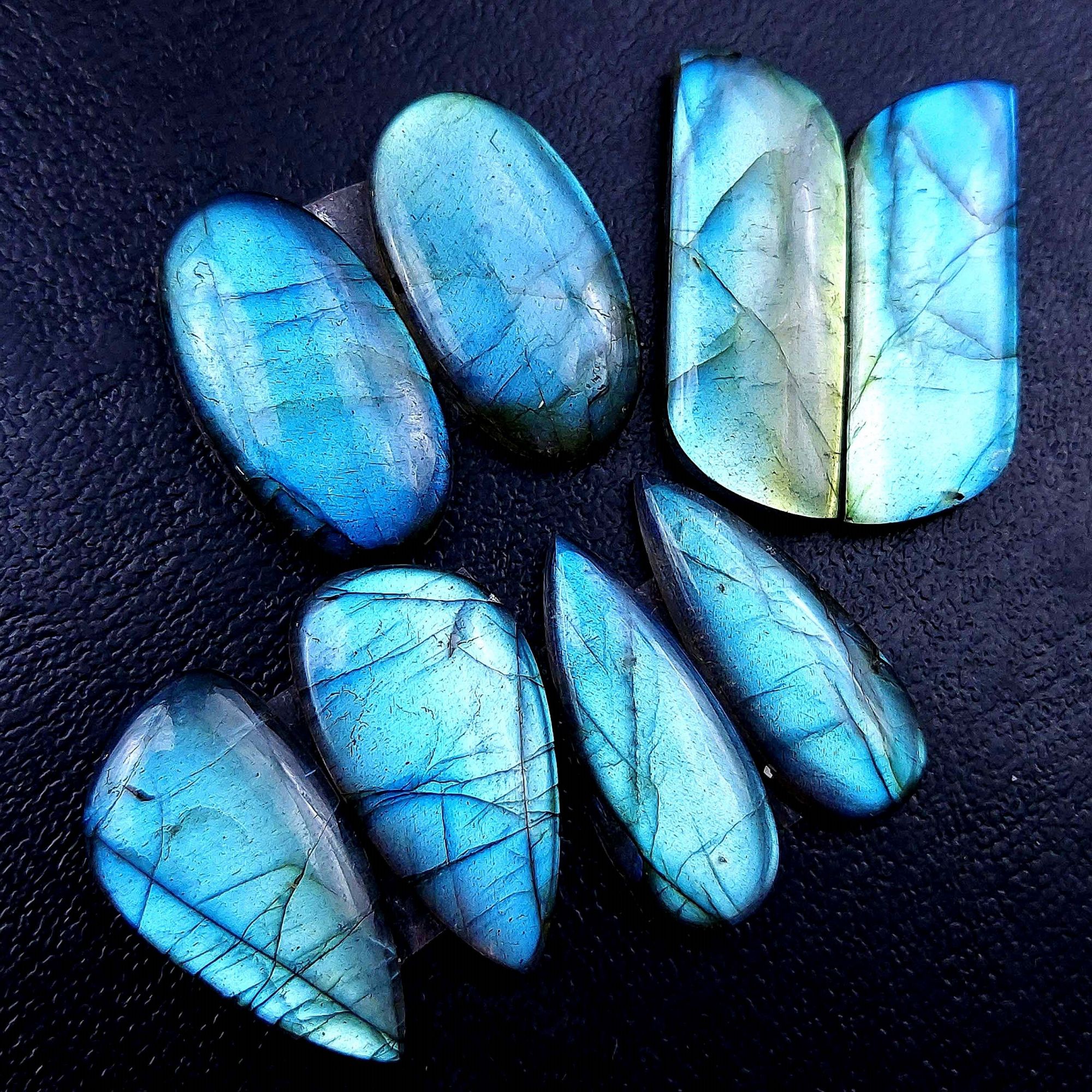 4 Pair 116 Cts Labradorite pairs Labradorite Cabochon Loose Gemstone Labradorite pair for Earring For Woman Earrings Mix Shapes Dangle Drop Earrings 30x11 26x10mm R-13110