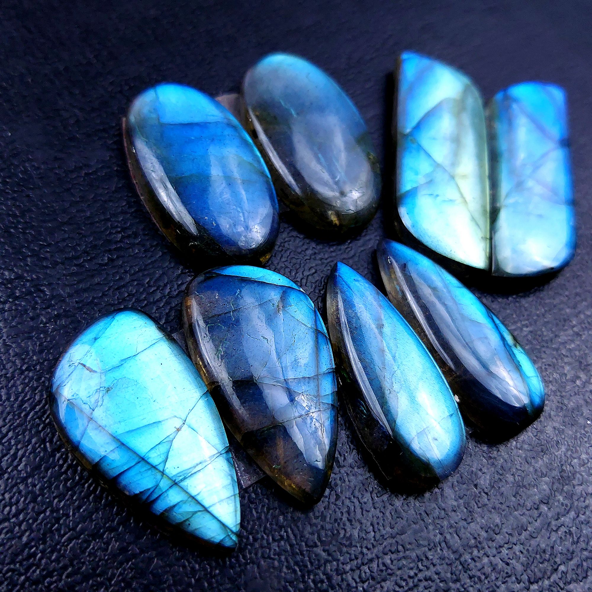 4 Pair 116 Cts Labradorite pairs Labradorite Cabochon Loose Gemstone Labradorite pair for Earring For Woman Earrings Mix Shapes Dangle Drop Earrings 30x11 26x10mm R-13110