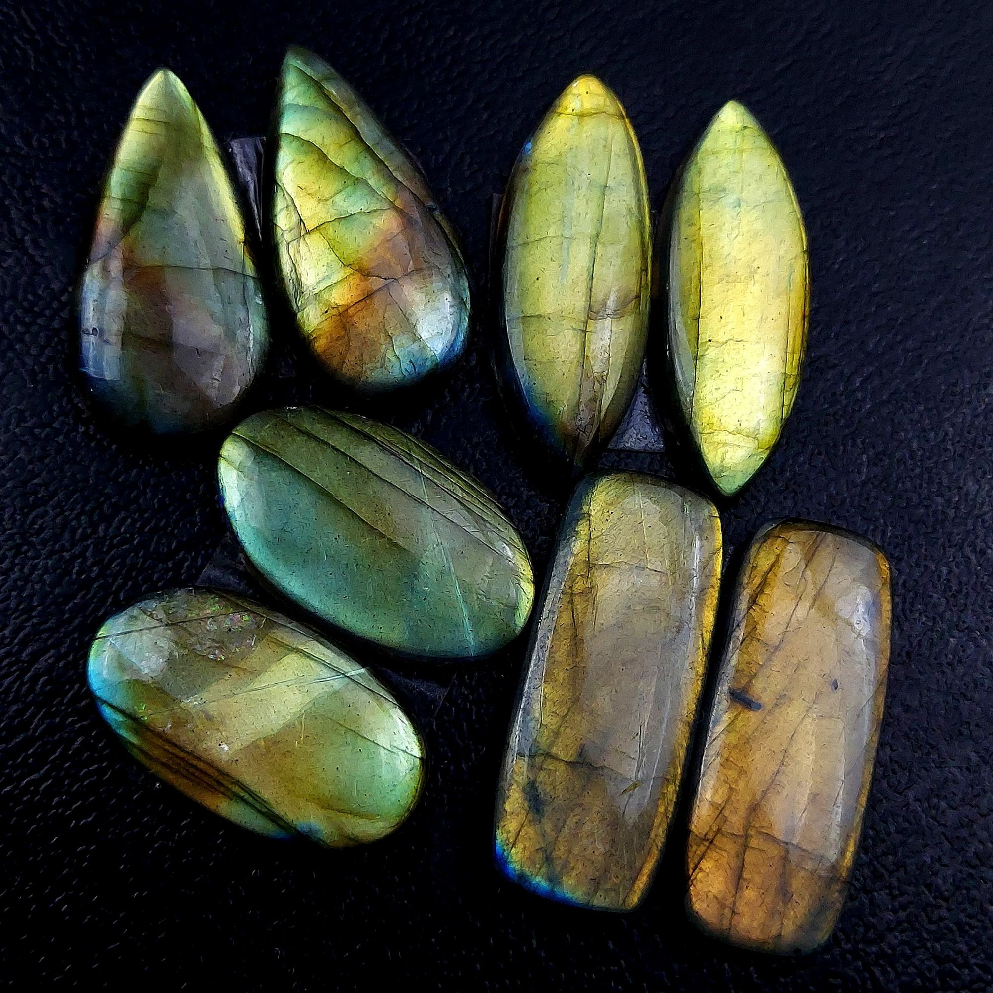 4 Pair 104 Cts Labradorite pairs Labradorite Cabochon Loose Gemstone Labradorite pair for Earring For Woman Earrings Mix Shapes Dangle Drop Earrings 27x11 22x12mm R-13144