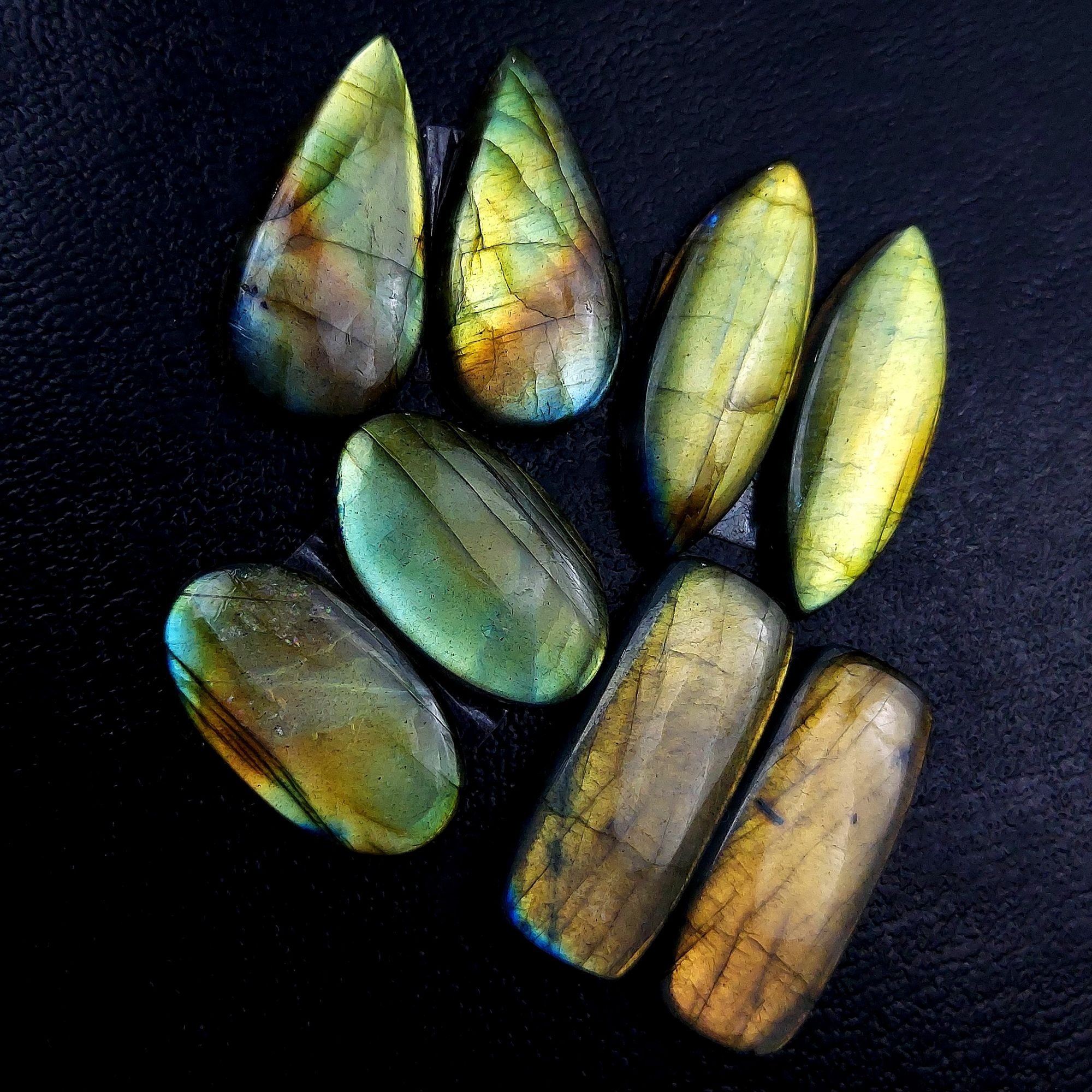 4 Pair 104 Cts Labradorite pairs Labradorite Cabochon Loose Gemstone Labradorite pair for Earring For Woman Earrings Mix Shapes Dangle Drop Earrings 27x11 22x12mm R-13144