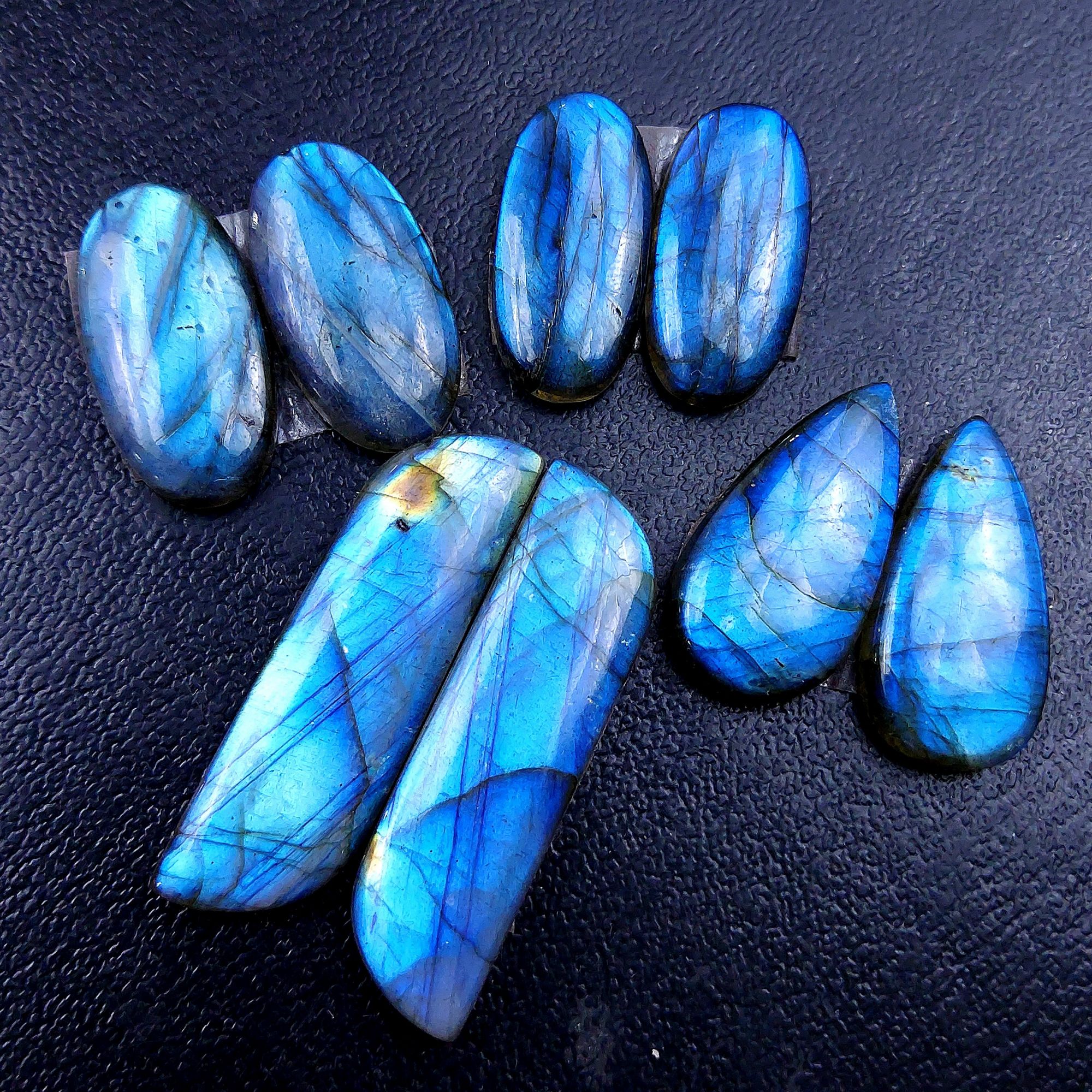 4 Pair 122 Cts Labradorite pairs Labradorite Cabochon Loose Gemstone Labradorite pair for Earring For Woman Earrings Mix Shapes Dangle Drop Earrings 37x11 27x13mm R-13159