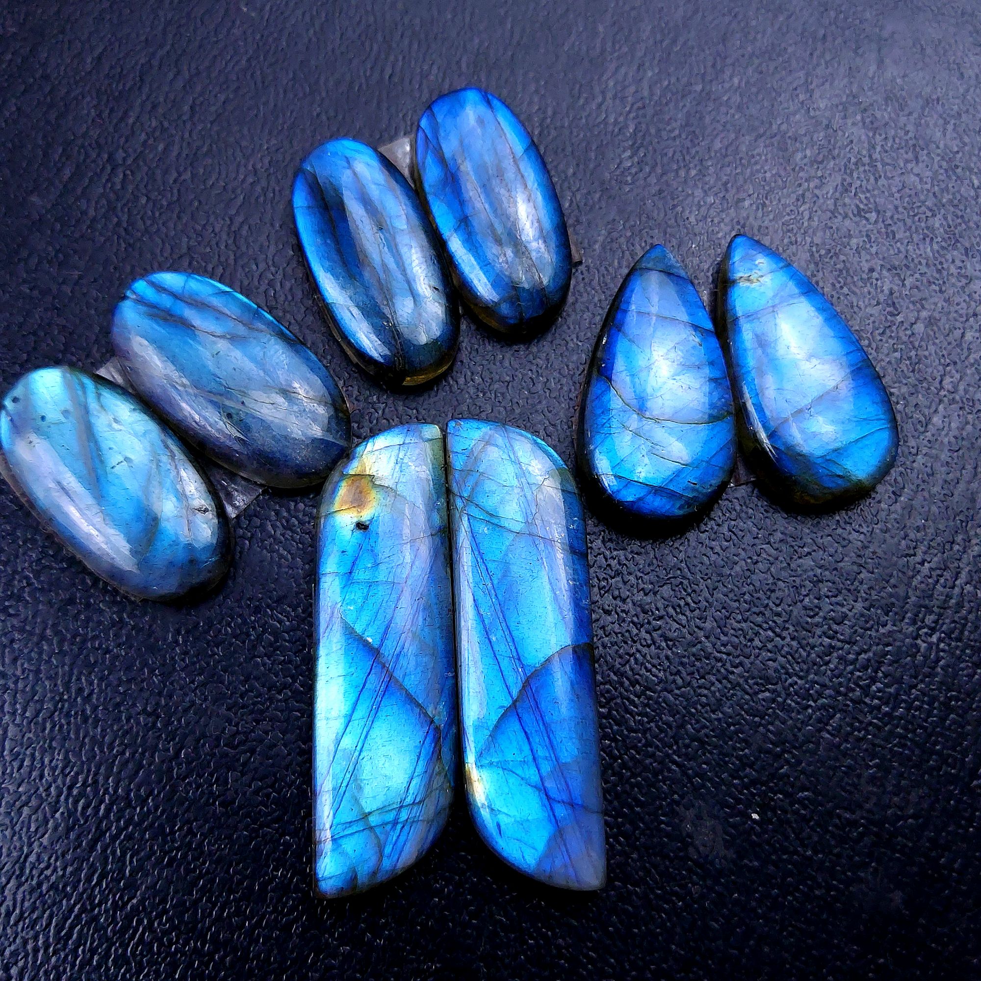 4 Pair 122 Cts Labradorite pairs Labradorite Cabochon Loose Gemstone Labradorite pair for Earring For Woman Earrings Mix Shapes Dangle Drop Earrings 37x11 27x13mm R-13159