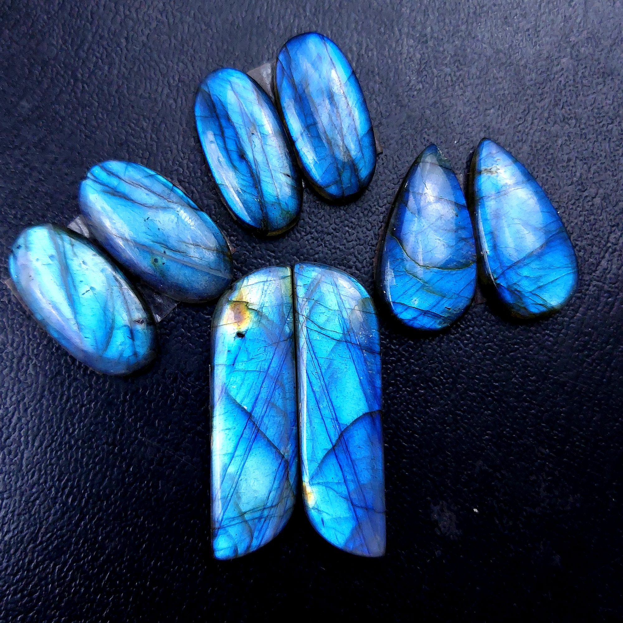 4 Pair 122 Cts Labradorite pairs Labradorite Cabochon Loose Gemstone Labradorite pair for Earring For Woman Earrings Mix Shapes Dangle Drop Earrings 37x11 27x13mm R-13159
