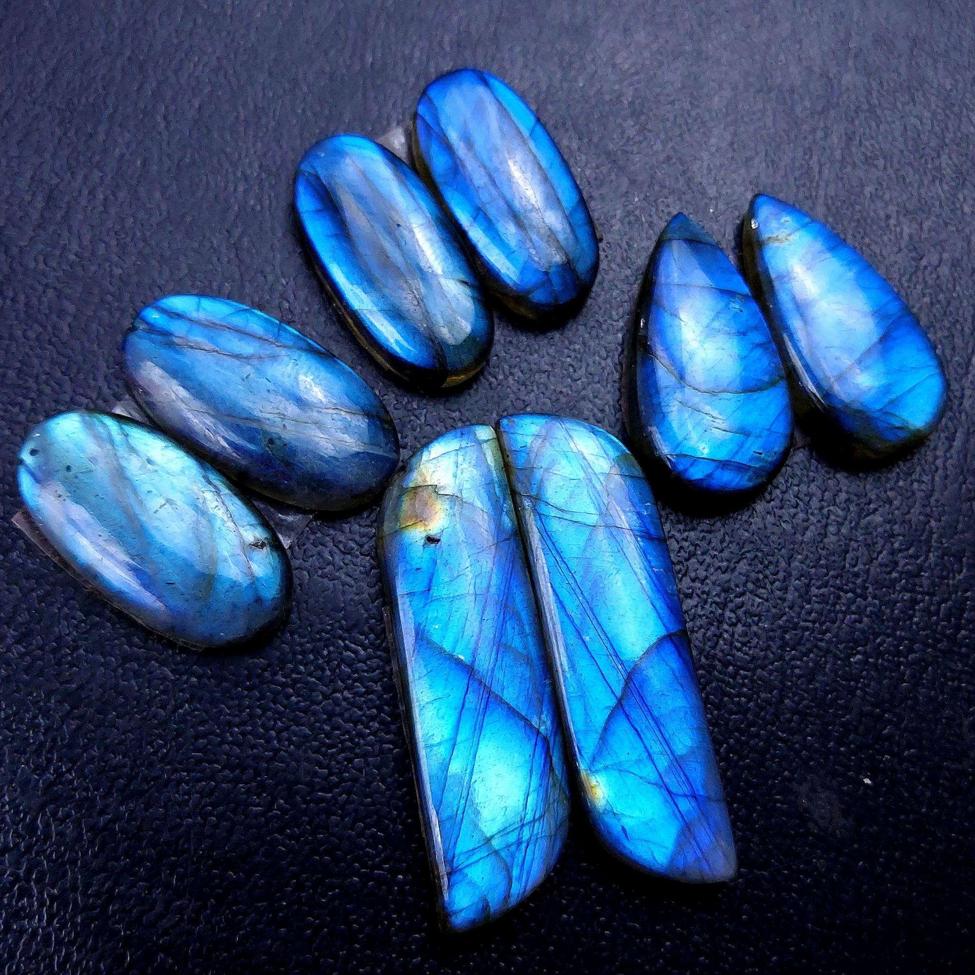 4 Pair 122 Cts Labradorite pairs Labradorite Cabochon Loose Gemstone Labradorite pair for Earring For Woman Earrings Mix Shapes Dangle Drop Earrings 37x11 27x13mm R-13159