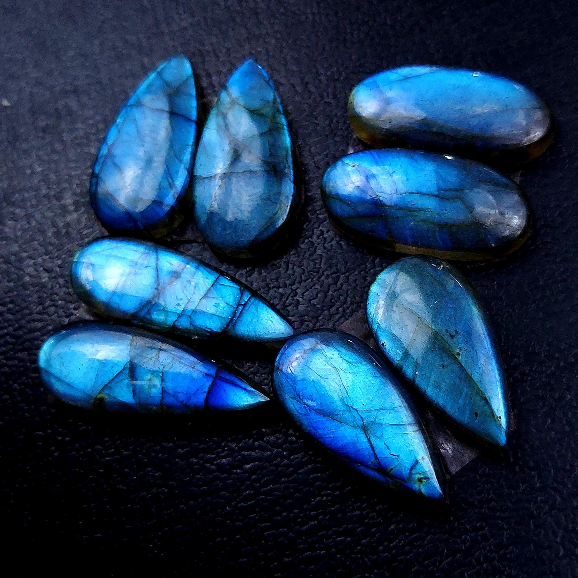 4 Pair 70 Cts Labradorite pairs Labradorite Cabochon Loose Gemstone Labradorite pair for Earring For Woman Earrings Mix Shapes Dangle Drop Earrings 25x9 21x10 mm R-13164