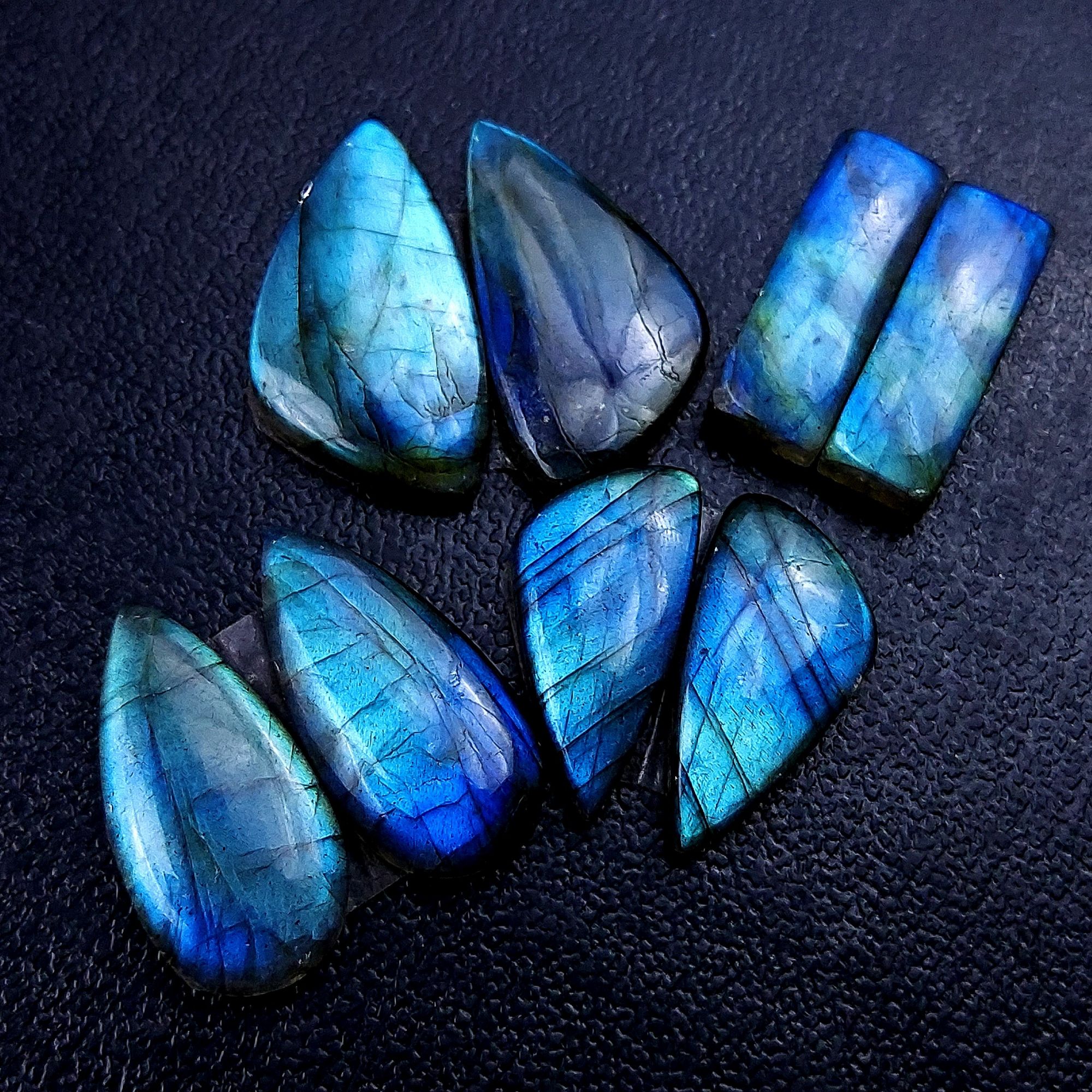 4 Pair 67 Cts Labradorite pairs Labradorite Cabochon Loose Gemstone Labradorite pair for Earring For Woman Earrings Mix Shapes Dangle Drop Earrings 28X14 22X11 mm R-13168